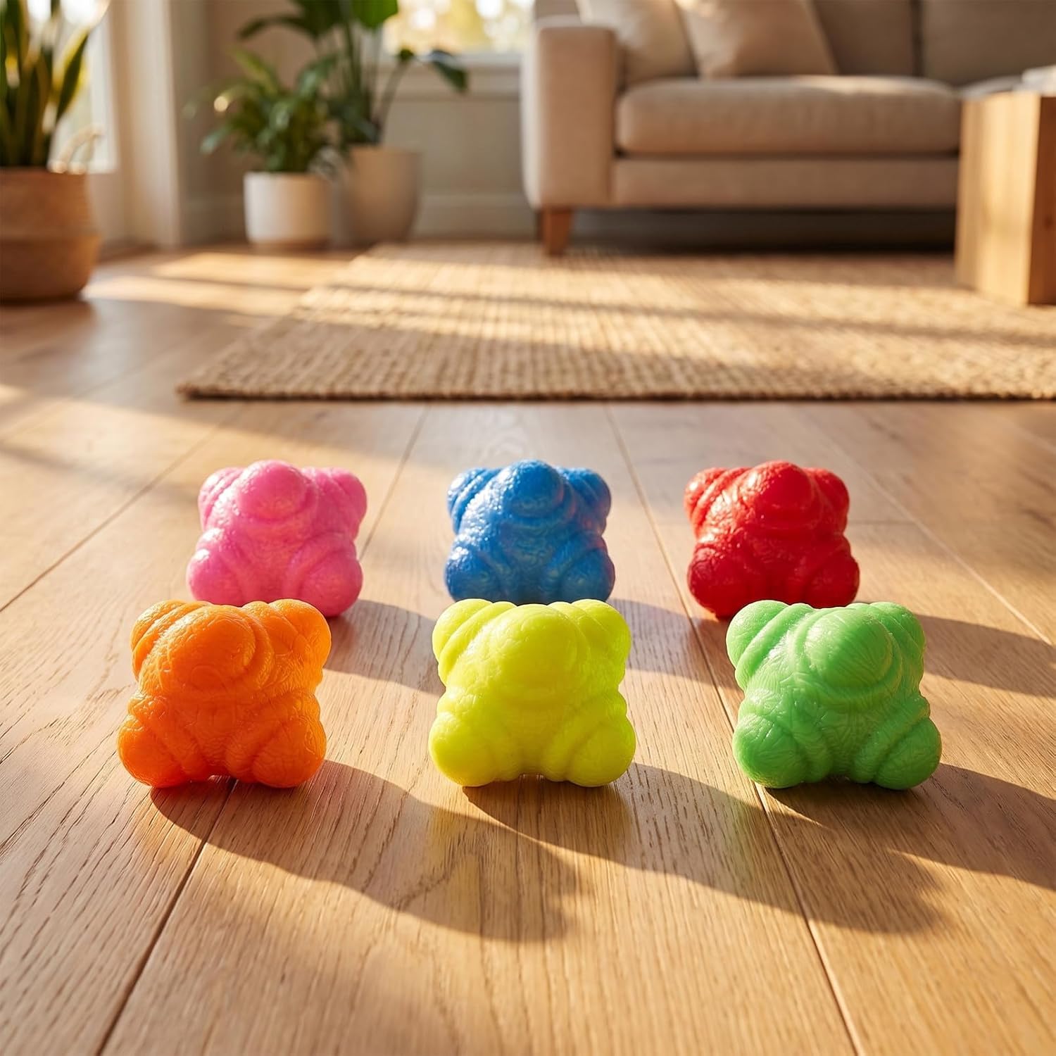 BESPORTBLE 6pcs Hexagonal Reaction Balls TPR Agility Training Equipment for Hand-Eye Coordination Speed Reflex Exercise Fitness Workout