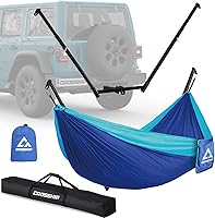 CROSSHIP Hitch Mount Hammock Stand for 2-Inch Receiver - 350lbs Capacity Parachute Nylon Hammock Included, Fits Class III/IV Trucks for Camping