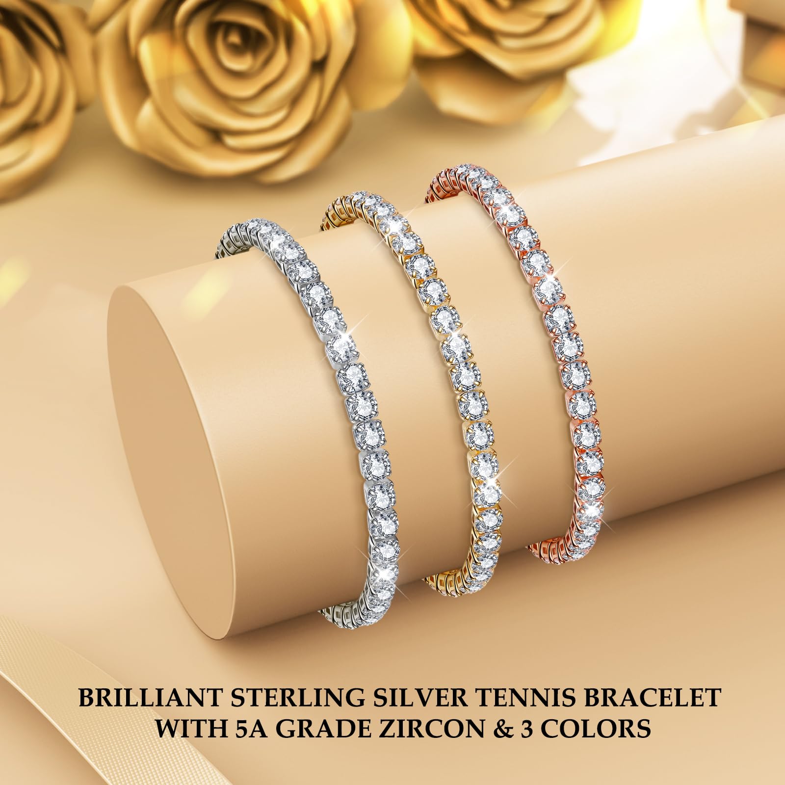 J.Fée 4MM Bracciale Tennis Argento, Tennis Bracciale Donna e Uomo con 5A Sparkle Zircone Regalo Donna Regalo Uomo