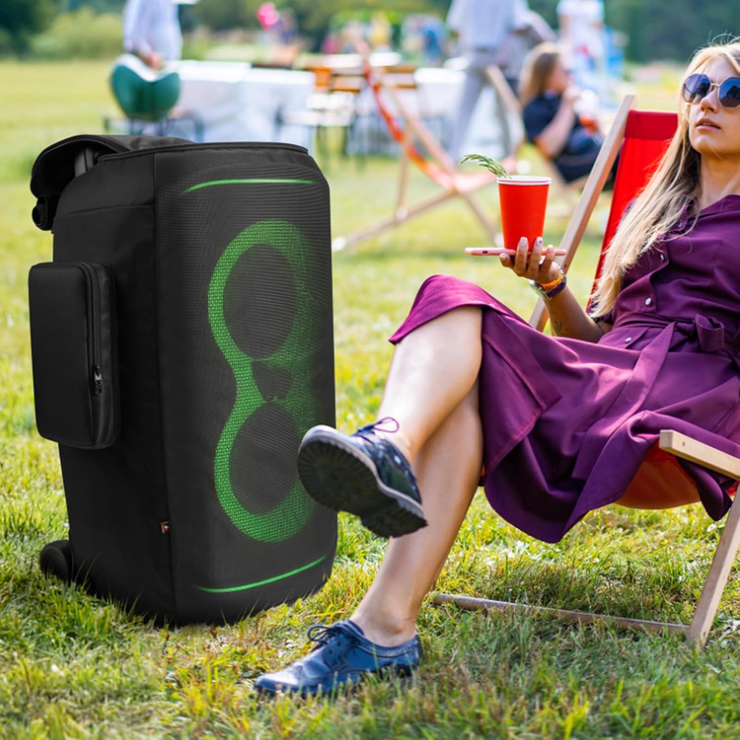 Speaker Case Dust Cover Compatible with JBL PartyBox 520 Portable Speaker, Outdoor Party Travel Protective Case, Breathable Mesh Sleeve w/Storage Bag for Microphones & Accessories