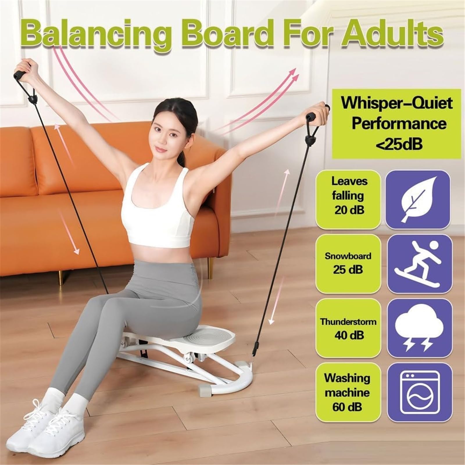 Deska do balansowania i symulator nart dla dorosłych | Mini stepper schodowy z wyświetlaczem LCD | Pasma oporu | Pojemność 300 funtów | Sprzęt fitness do huśtawki na całe ciało