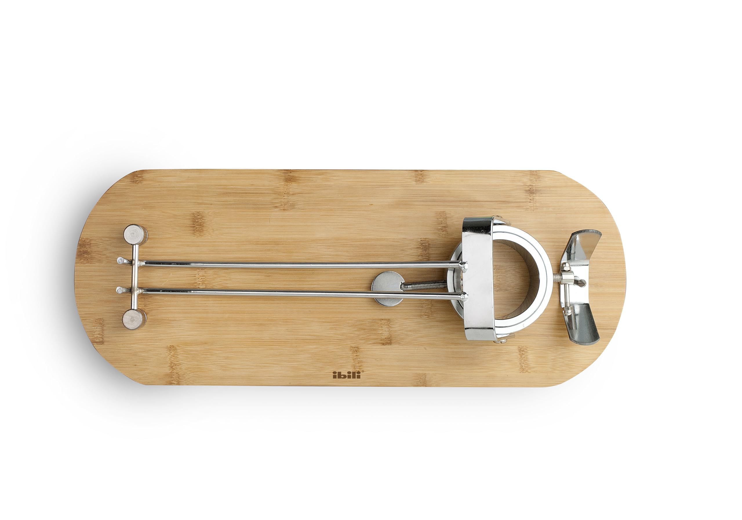 IBILI - Jamonero Plegable + Giratorio Maestro, Acero Inoxidable + Bambú, 48 x 18.5 cms