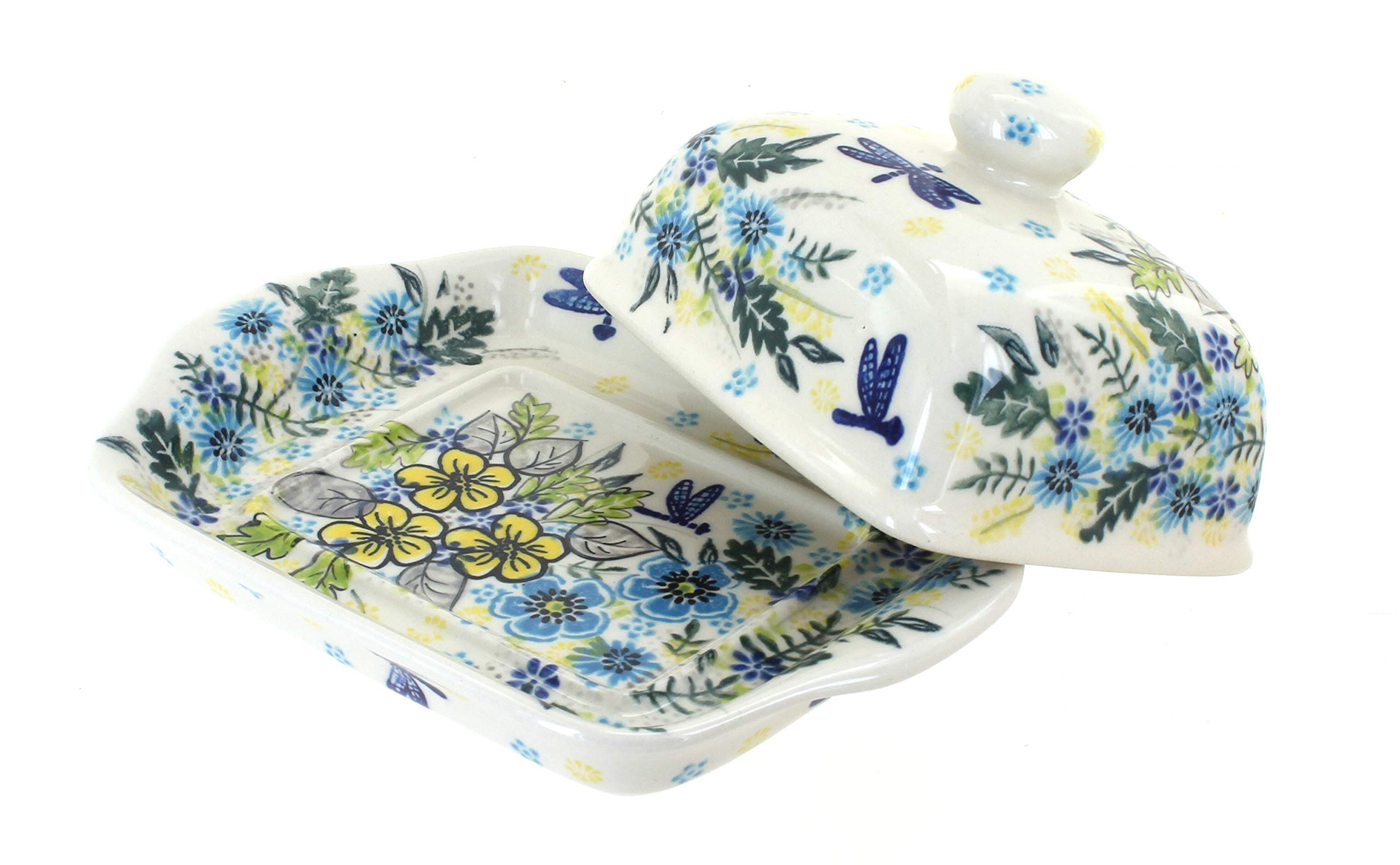 Blue Rose Polish Pottery Alyssa Square Butter Dish