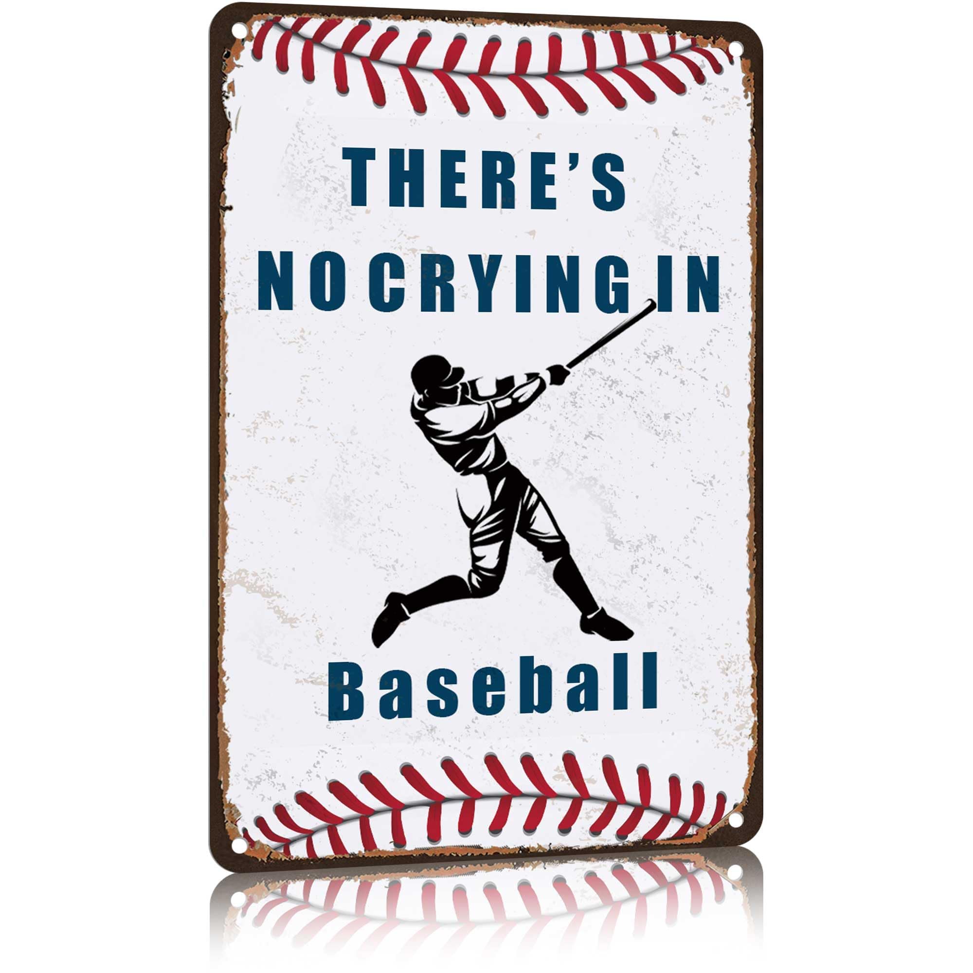 peiyeety Vintage Baseball Wall Decor Metal Signs,Boys Room Decor Wall Art Decor,Gifts for Baseball Lovers Retro Metal Tin Sign Aluminum Sign for Home Coffee Bar Wall Decor 8x12 Inch