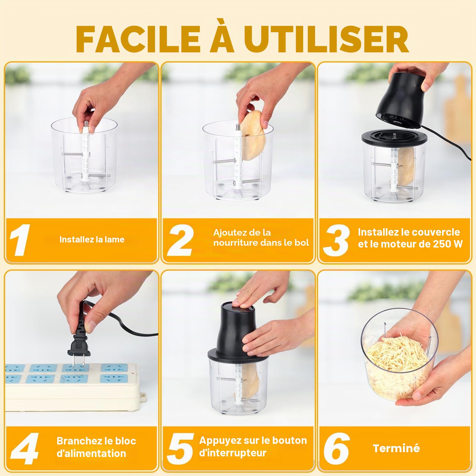 Hachoir Électrique Hachoir à Viande Polyvalent 250w Mixeur Hachoir Electrique Food Processor Hachoir a Viande Mixer Cuisine Hachoir àViande Pour Poitrine de Poulet Viande Fruits Légumes Noix