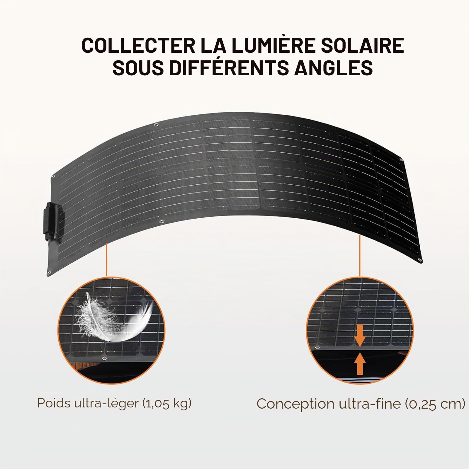 Noir 50W Kit de panneau solaire flexible Set 12V Module solaire + Régulateur de charge solaire 10A 12V/24V + Câble solaire Installation solaire pour camping-car Kit complet 12V pour batteries