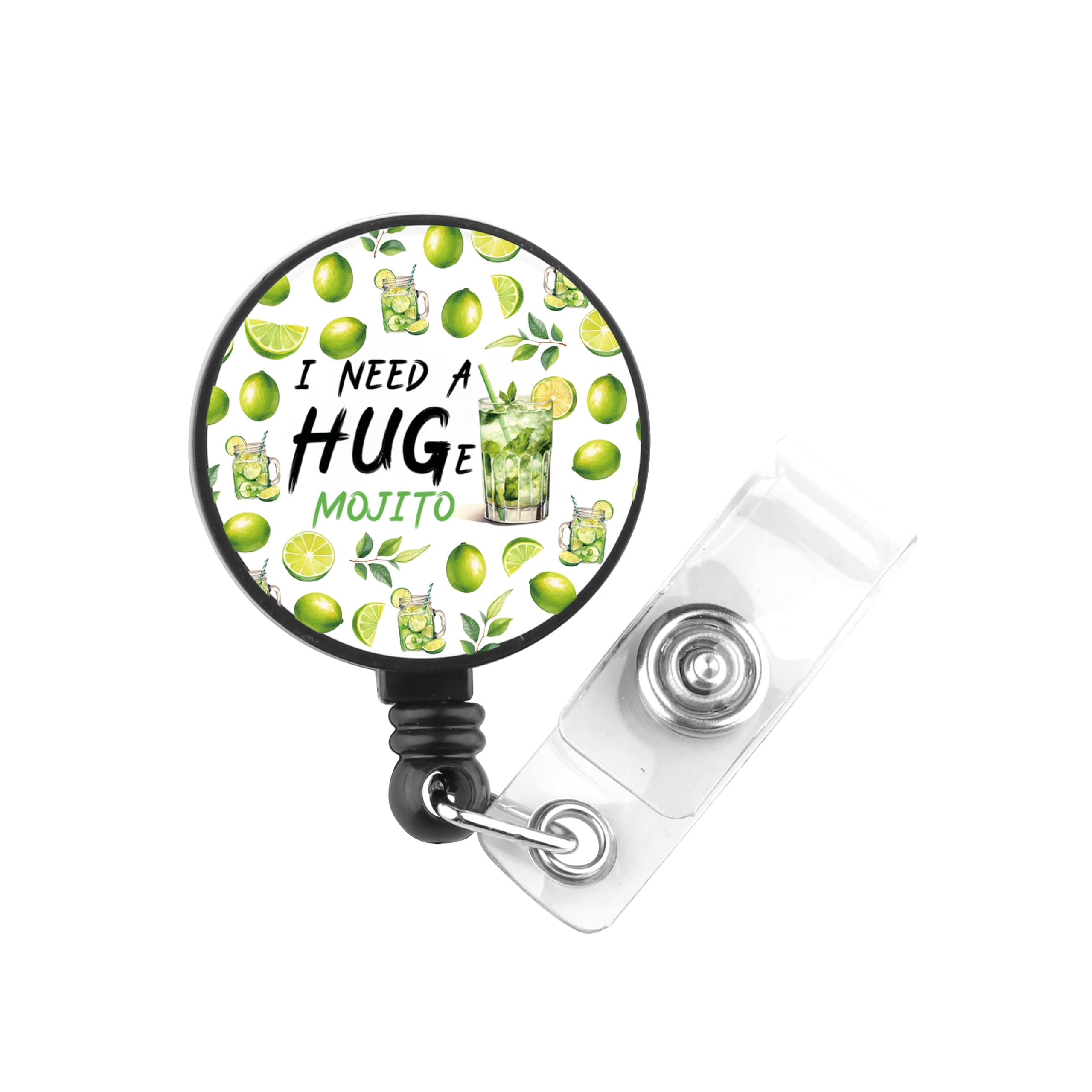 PLITI Mojito Drink Gift Mojito Lover Gift Cocktail Party Gifts I Need A Huge Mojito Badge Reel for Nurse Doctor (Huge Mojito badgeU)