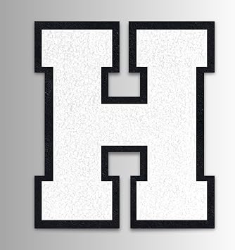 QianSiLi 4.5 Inch White Chenille Varsity Letter Patches, Large Iron On Letters for Letterman Jackets, Hoodies, Backpacks, Vest, Clothes, Individual Letter H Patches