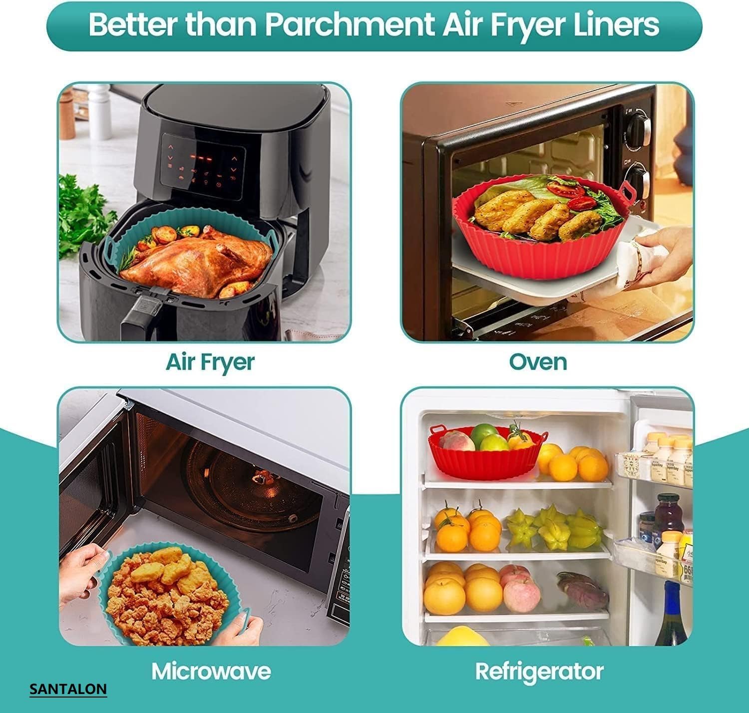 Air Fryer Silicone Liners - Non-Stick & Reusable -2