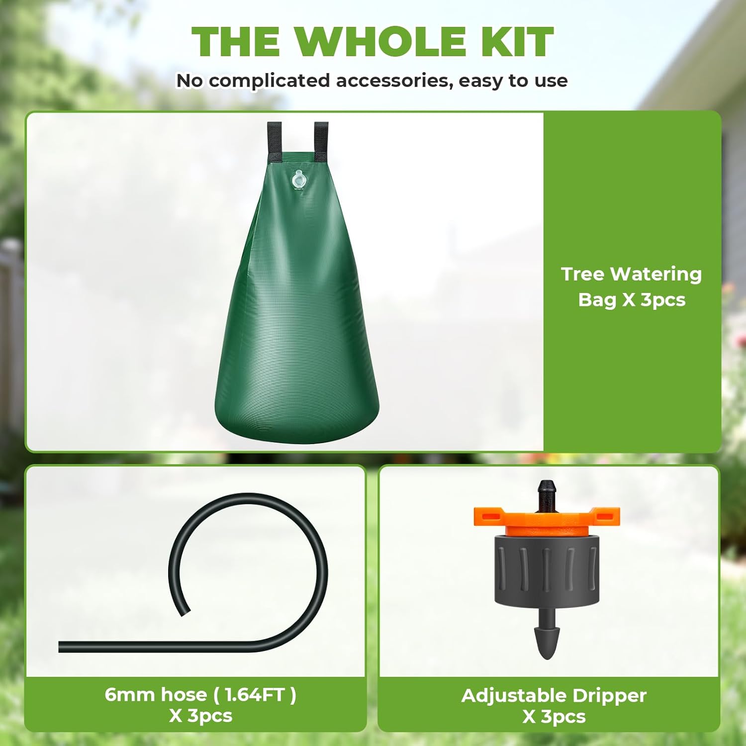 HIRALIY 20 Gallon Tree Watering Bag, 3 Pack, Slow Release 1-5 Days, Deep Root & Automatic Drip Irrigation System, for Multi-Trunk Newly Planted Small Trees and Shrubs