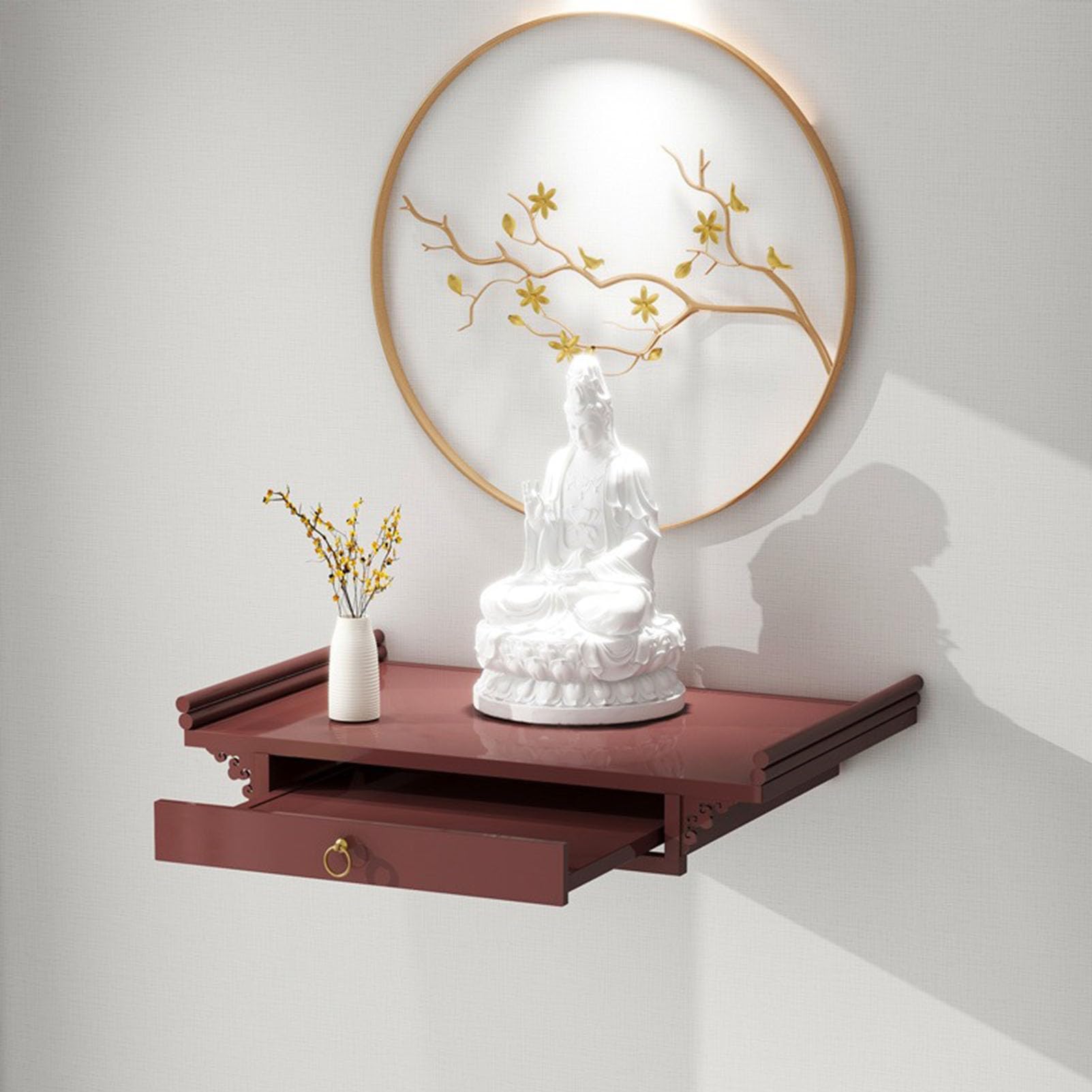 Niche de prière en métal pour Guanyin, autel du sanctuaire de Bouddha et art spirituel