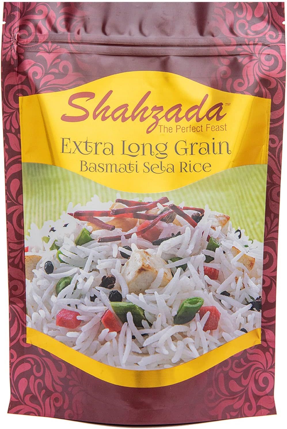Shahzada Basmati Sela Rice (02 Lbs.) Extra Long Grain, Slender, Sturdy and Non-Sticky Grain for Effortless Cooking, Non GMO, Vegan, Gluten Free, Soy Free, No Cholesterol, Low Sodium, Resealable Zip-Lock Bag | Parboiled Basmati Rice 02 Pound Packing - 32 oz