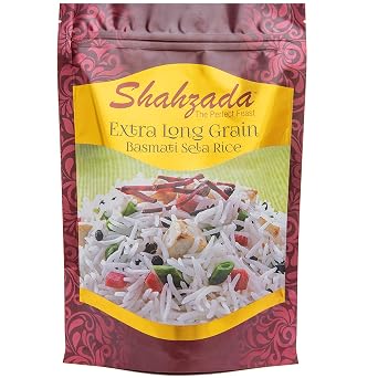 Shahzada Basmati Sela Rice 02 Lbs. Extra Long Grain, Slender, Sturdy and Non-Sticky Grain for Effortless Cooking, Non GMO, Vegan, Gluten Free, Soy Free, No Cholesterol, Low Sodium, Resealable Zip-Lock Bag | Parboiled Basmati Rice 02 Pound Packing - 32 oz
