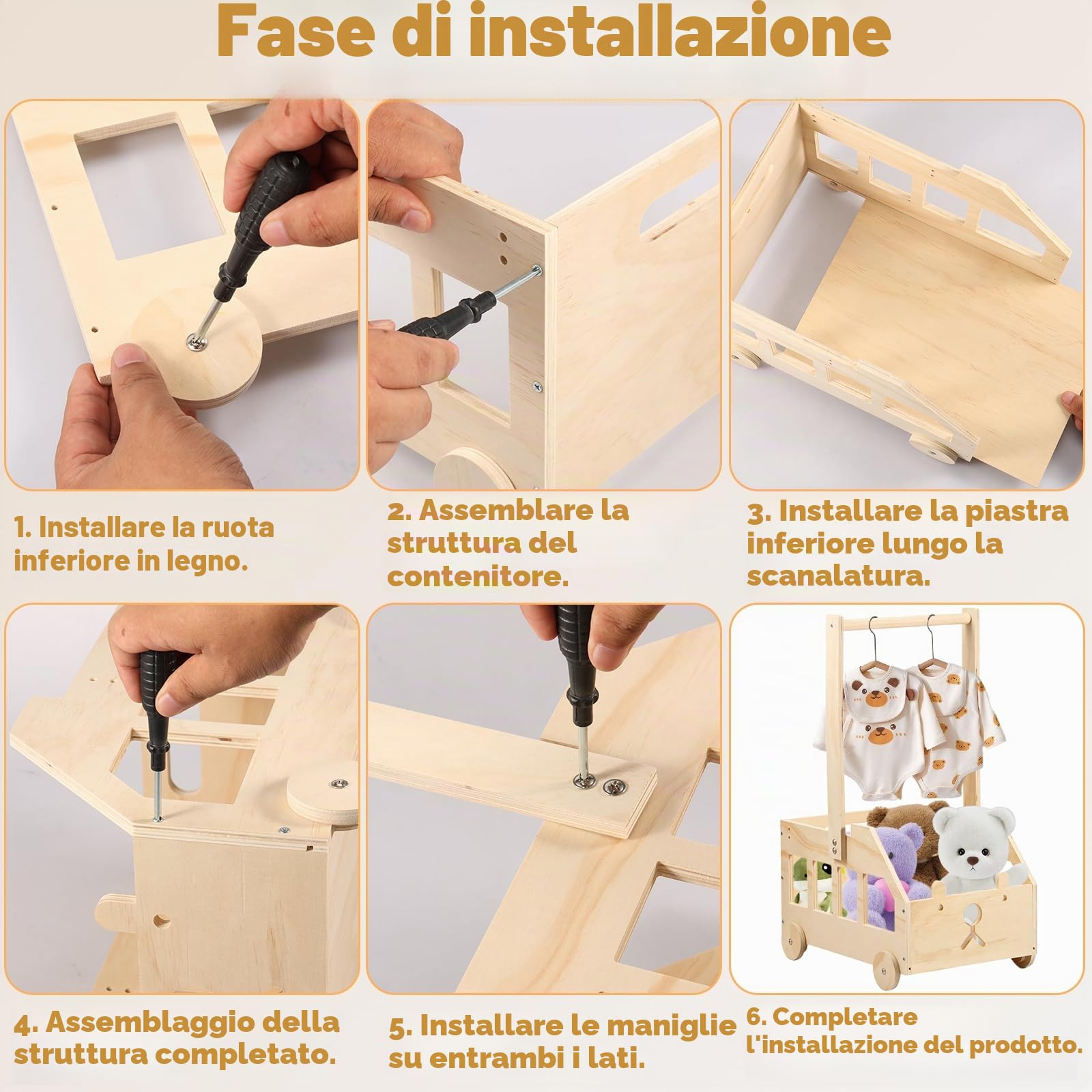Cestino per bambini in legno, regalo con manico, shower idea regalo per neonati, cesto portabiancheria per compleanni, Natale, nuovi genitori (E)