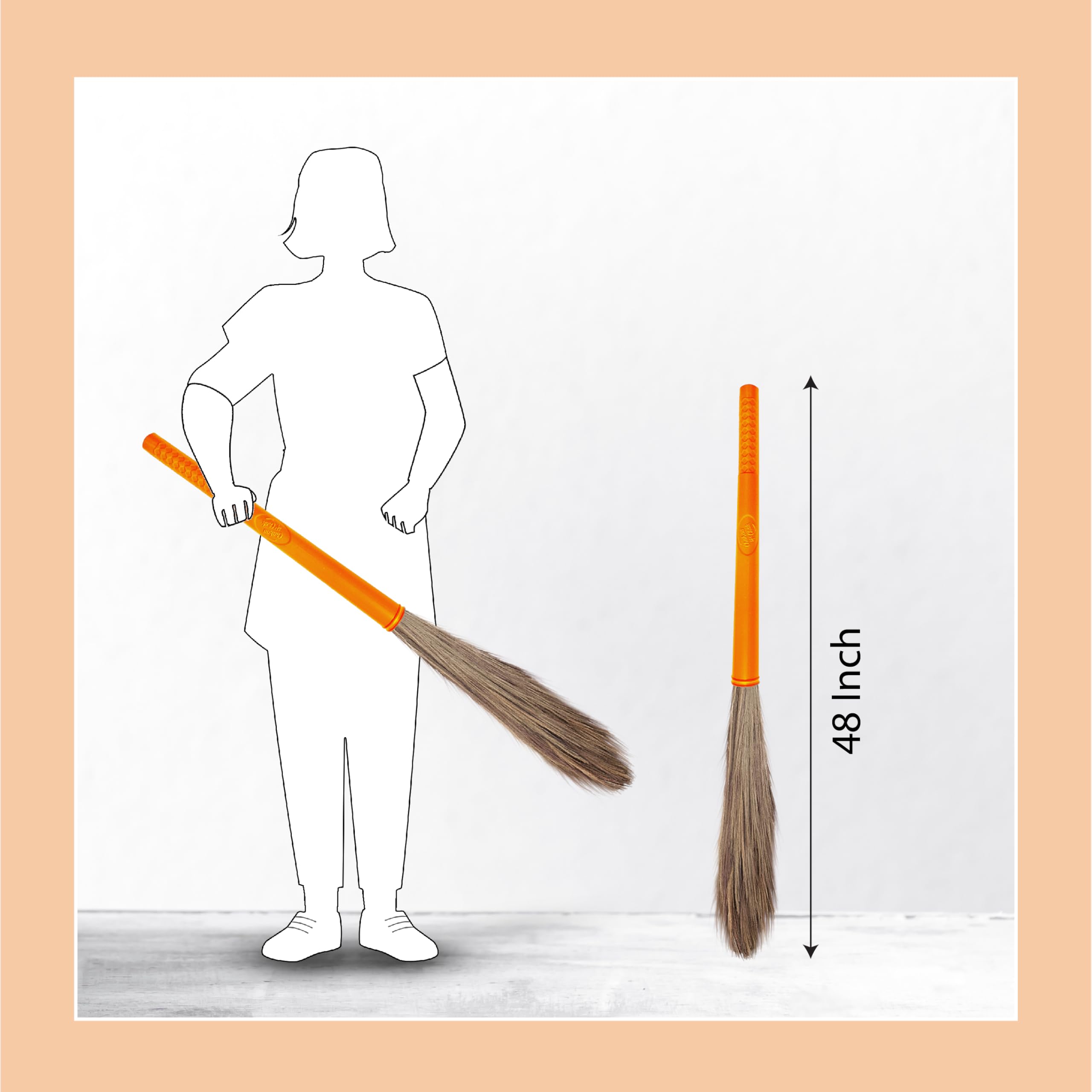 Chakaachak Shakti Grass Broom | Meghalaya Grass Jhadu for Home Cleaning | Long Lasting & Durable Zadu | Fine Dust Remover for Floor & Ceiling | Plastic Handle | Lightweight & Eco-Friendly 3