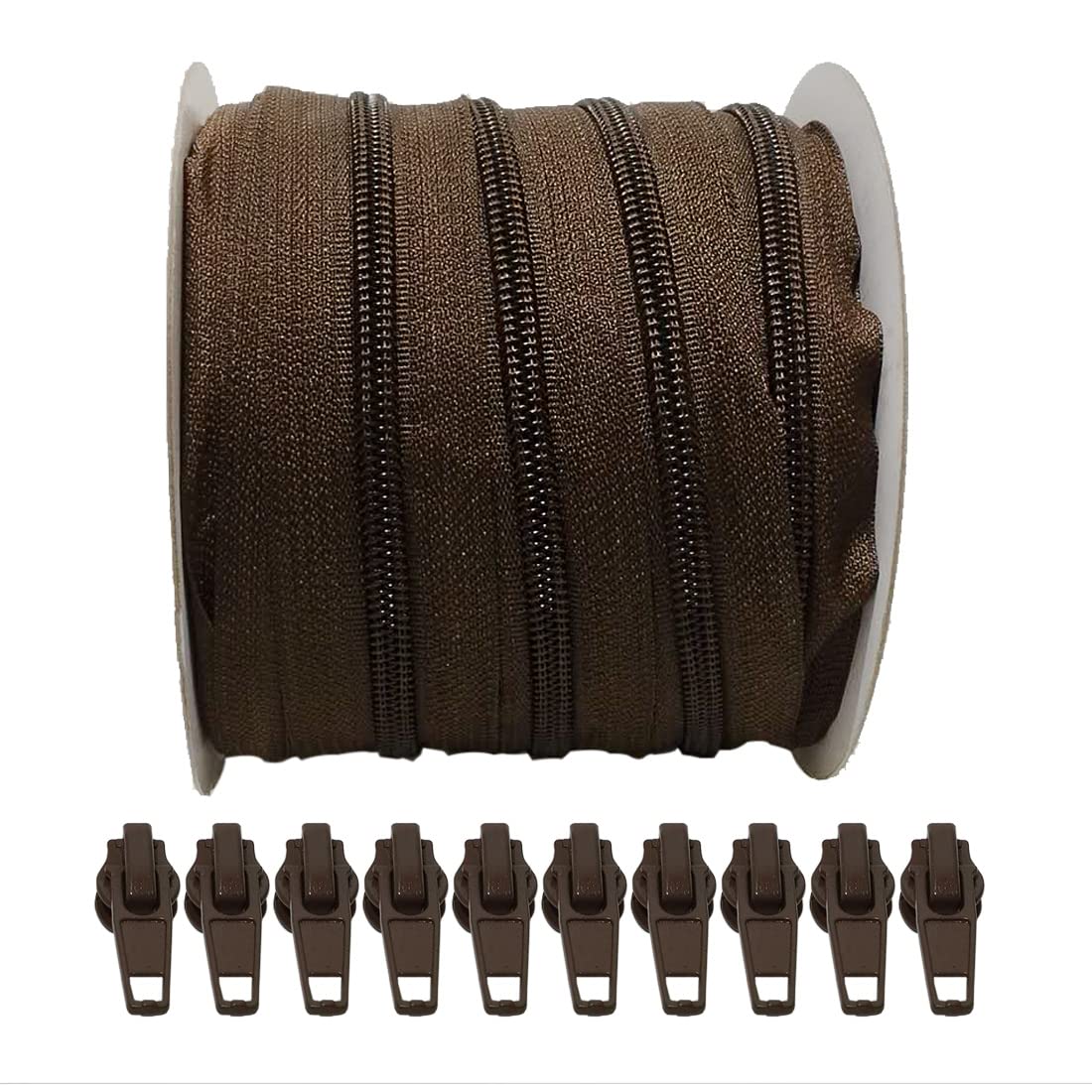 25m Reißverschluss Nylon + 10 Metallschieber 5# - Meterware Für Näherei Graphit