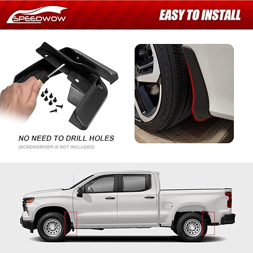 Miniatura 3 de SPEEDWOW Protectores contra salpicaduras para Silverado 1500 2019-2022, 4 piezas delanteras y traseras