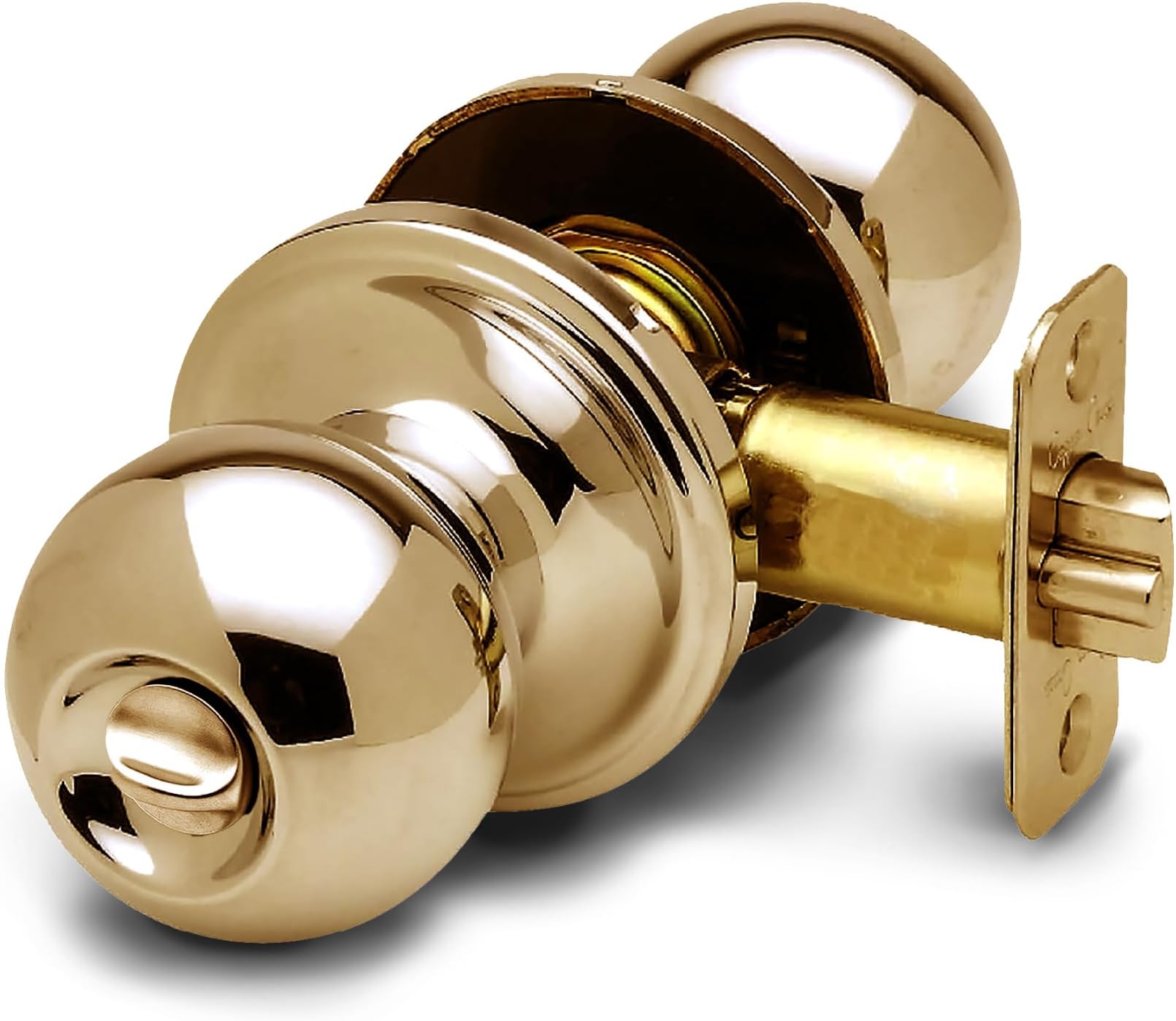 Copper Creek BK2030PB Ball Door Knob, Privacy Function, 1 Pack, Polished Brass