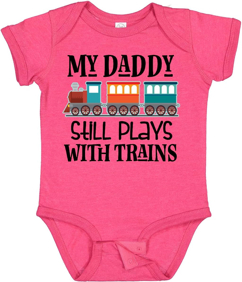 inktastic Daddy Still Plays with Trains Baby Bodysuit