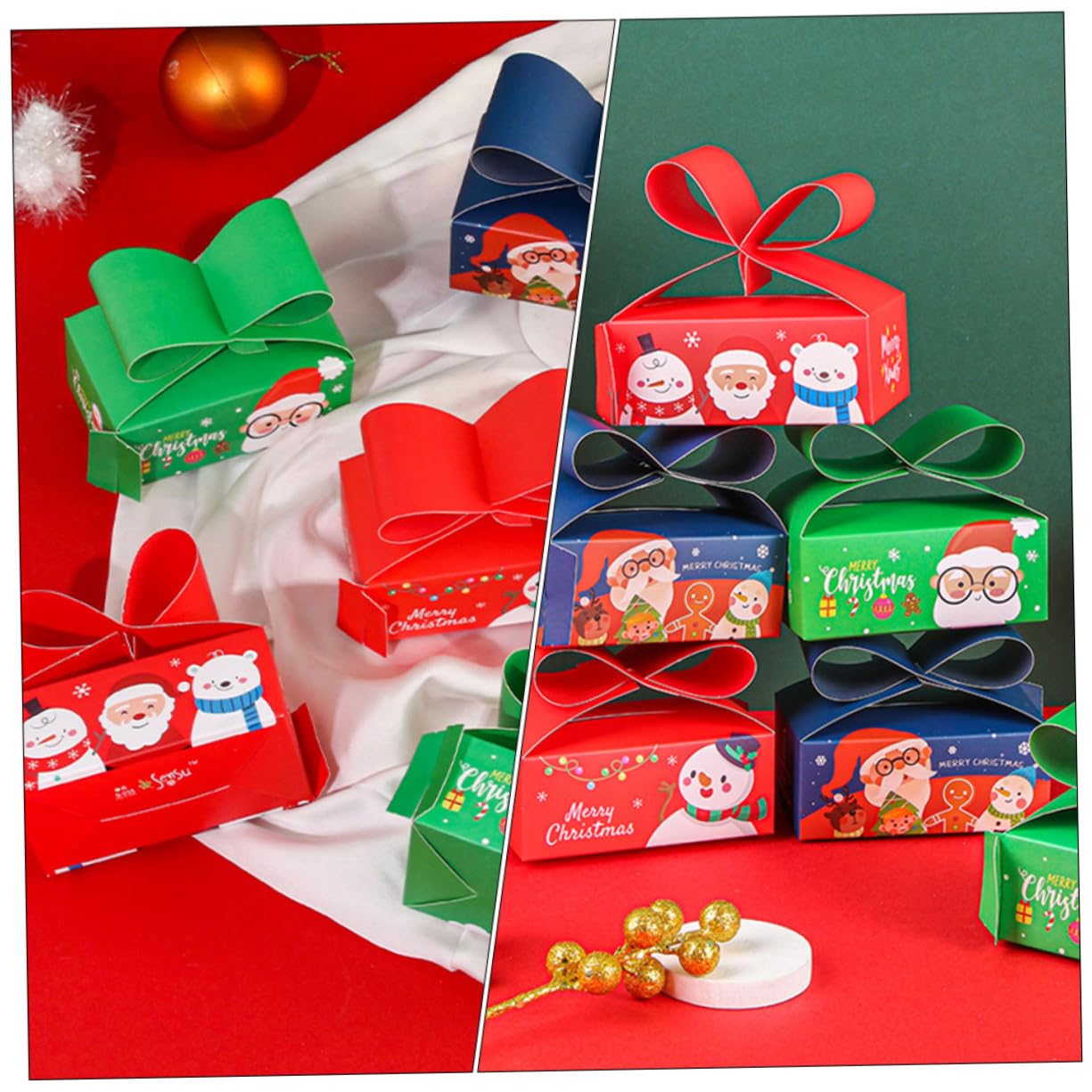 Mobestech 3 Set Di Scatole Per Dolcetti Di Natale Forniture Natalizie Scatole Di Cartone Per Caramelle Festive Per Decorazioni Per Feste 12 Pezzi * 3