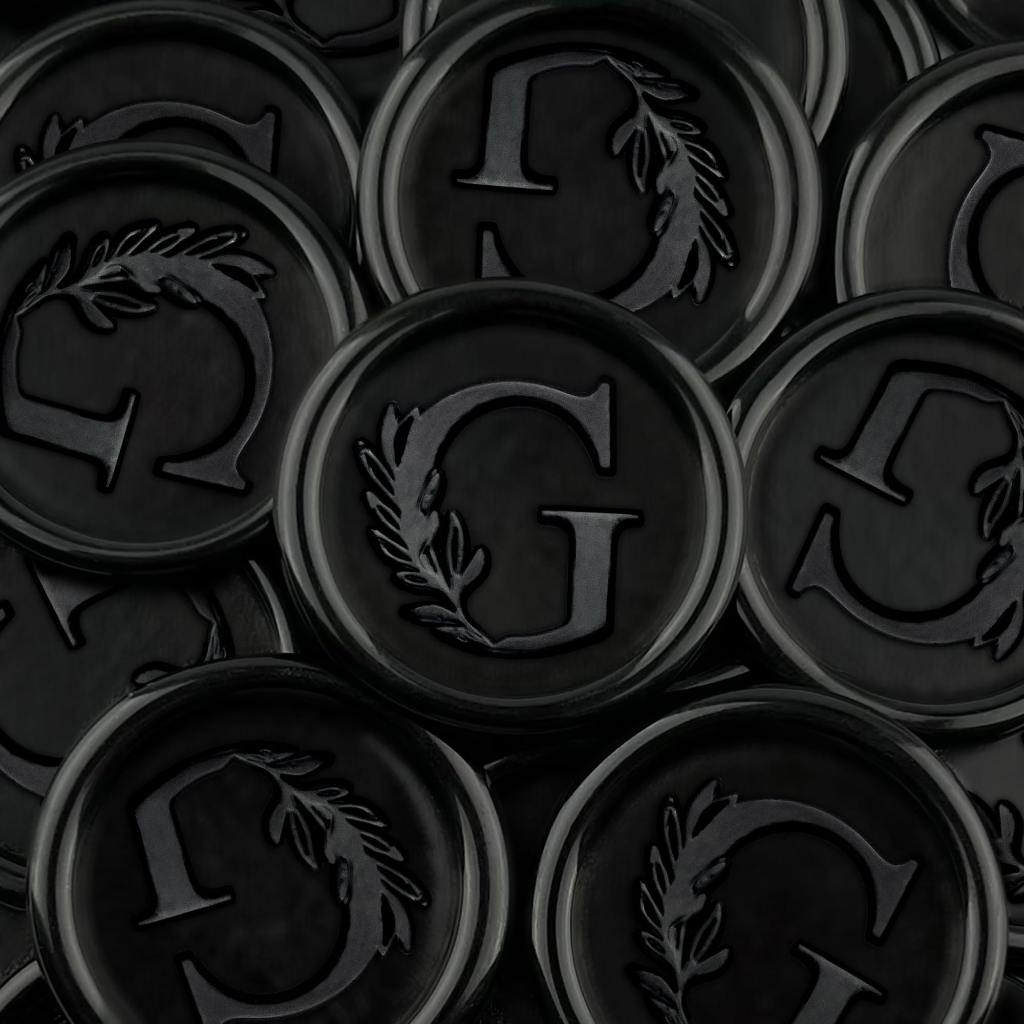 25Pcs Black Wax Seal Stickers Handmade Vintage Botanical Leaves Adhesive Letter Wax Stickers for Wedding Party Invitations, Envelope, Gift Wrap,