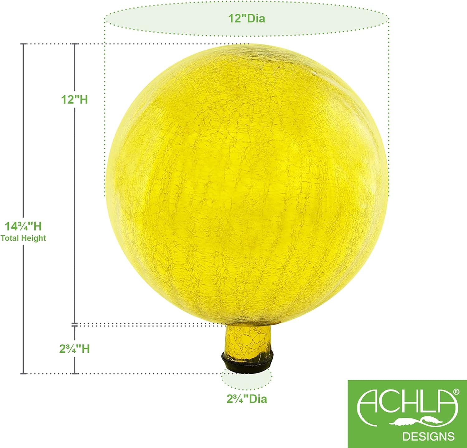 Achla Designs 12-Inch Gazing Globe, Lemon Drop