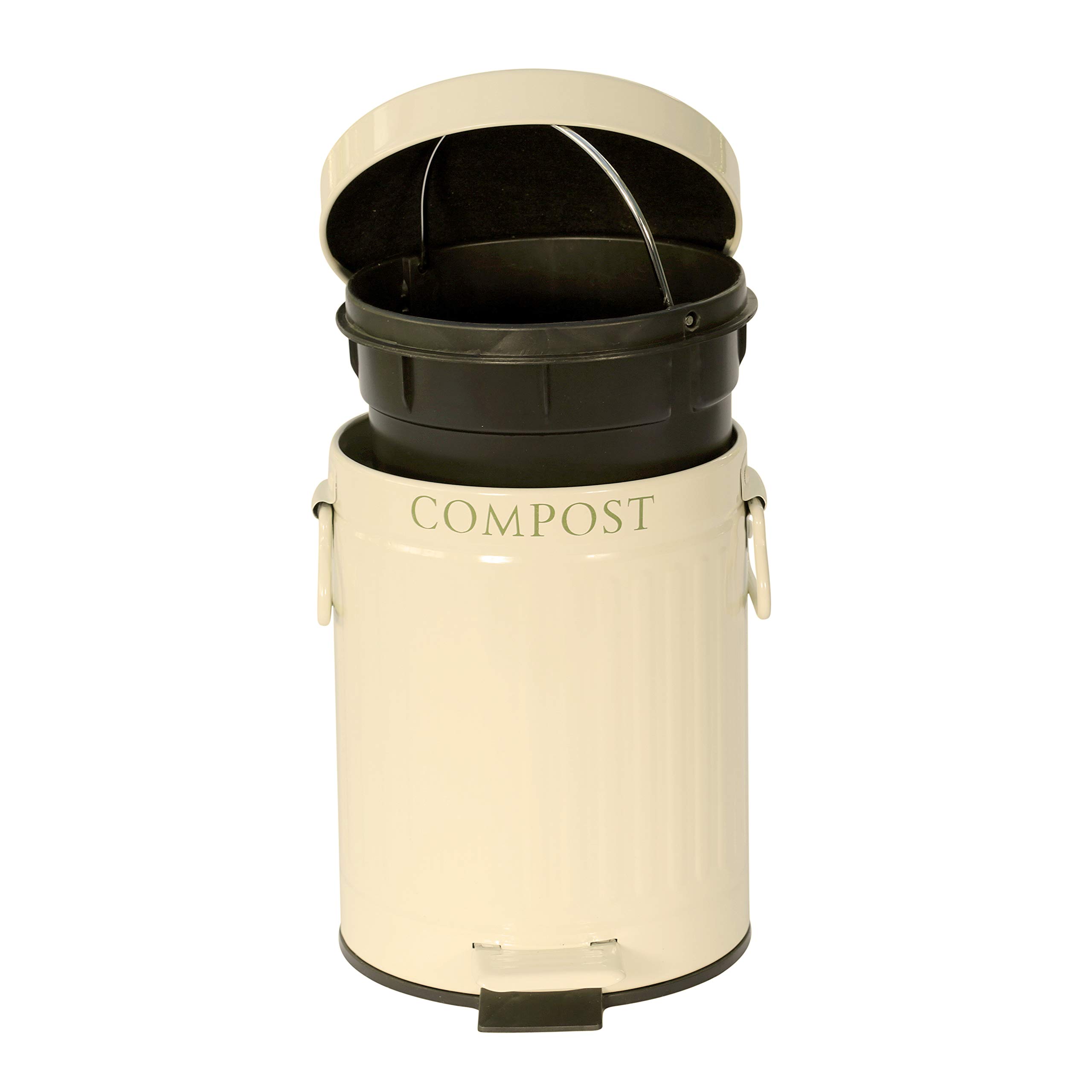 KitchenCraft Mini Pattumiera a Pedale per Rifiuti Organici da Cucina, in Metallo, Capacità 3 Litri, Colore Crema
