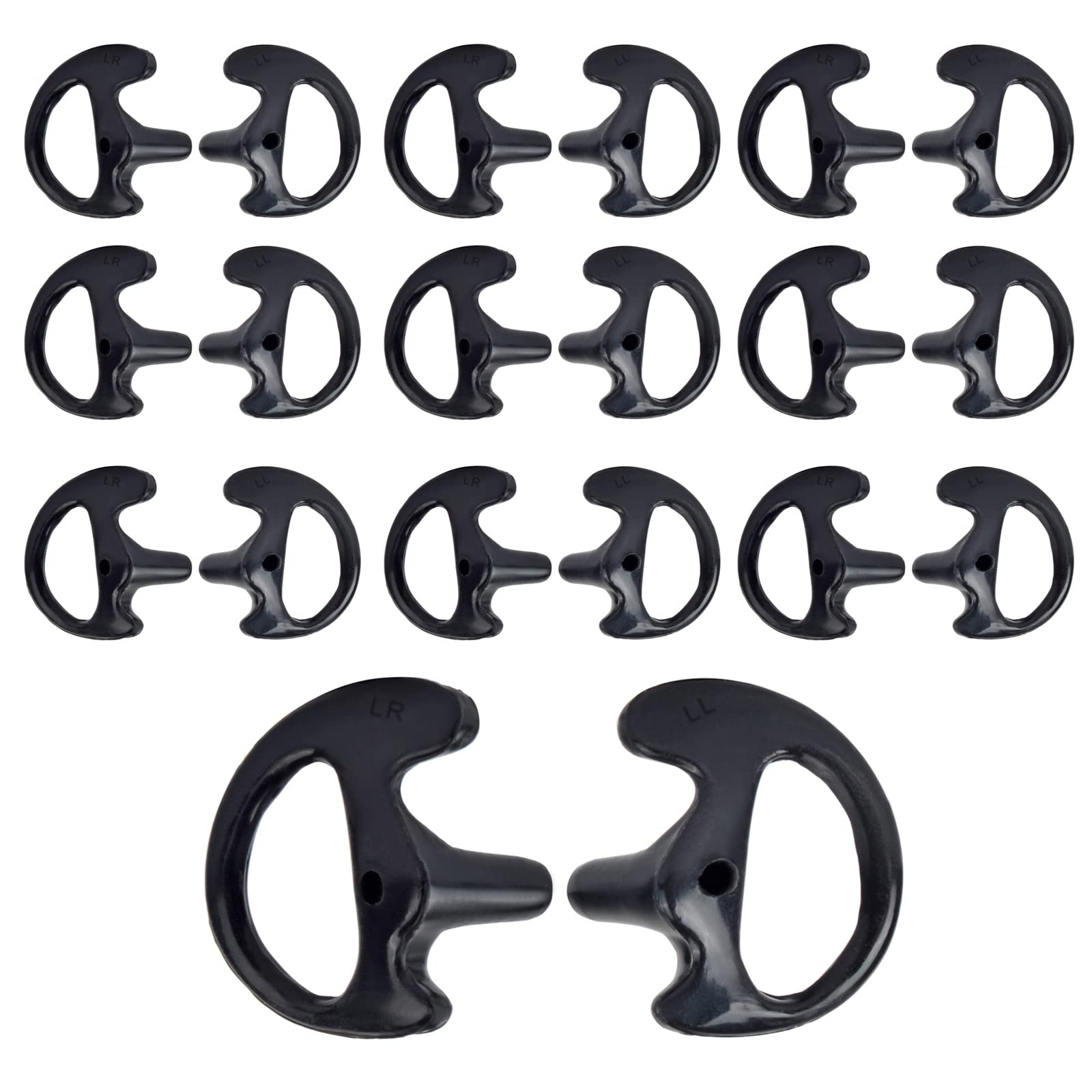 HYSHIKRA Silicon Earmold Ear pier Replacement Earmold Earbud Earplug for Motorola Kenwood Two-Way Radio Law Enforcement Earpiece Air Acoustic Coil Tube Audio Kits (Black 10Pairs Small)
