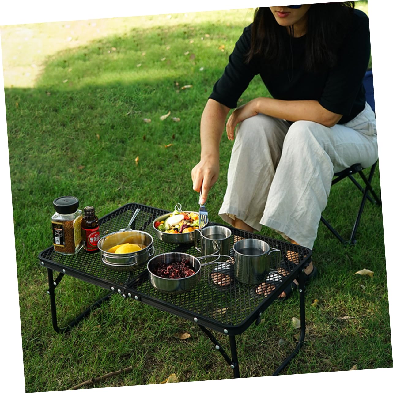 Ensemble de Vaisselle de Camping Argenté 5 Pièces en Acier Inoxydable