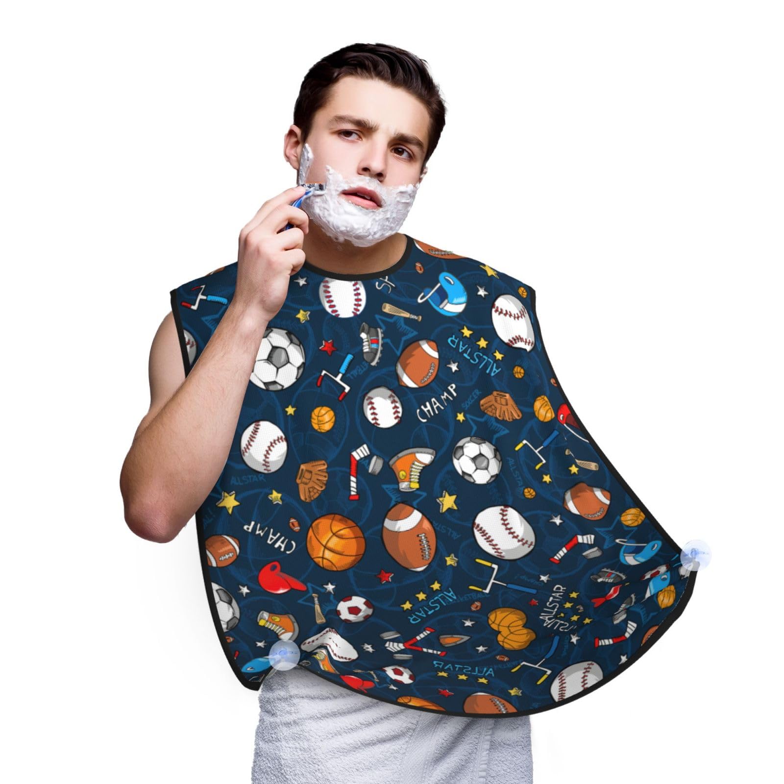 YQxwJL Sports Baseball Game Print Beard Bib Apron, Shaving Apron For Dad, Men'S Hair Catcher For Shaving Best Gifts For Dad