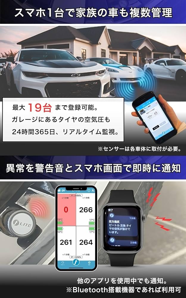 Amazon.co.jp: FOBO TIRE LITE 空気圧センサー タイヤ空気圧監視