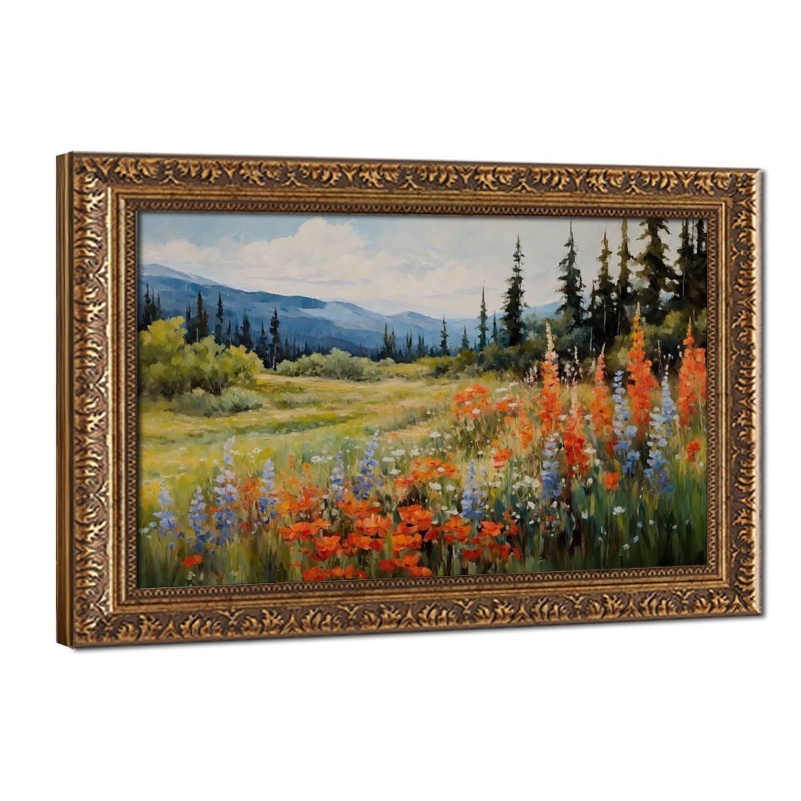 Bareronor Wildflower Field Canvas Poster for Dorm Room Decor Gift