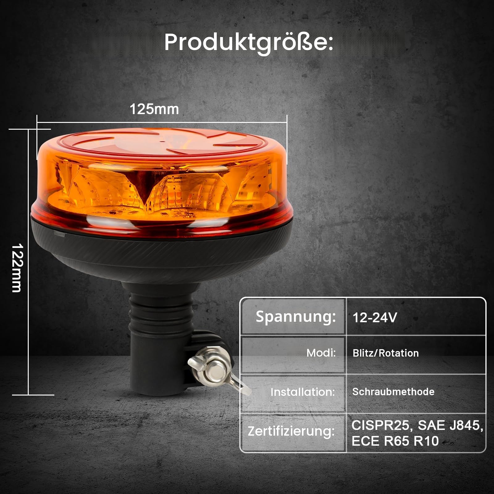 AOHEWEI LED-Warnleuchte Bernstein, 4 blinkende und 2 rotierende Muster 12/24 V 16-teilige LED-Blitzlampe für landwirtschaftliche Maschinen, Nutzfahrzeuge, Schulbusse, Traktoren, Bagger, LKW