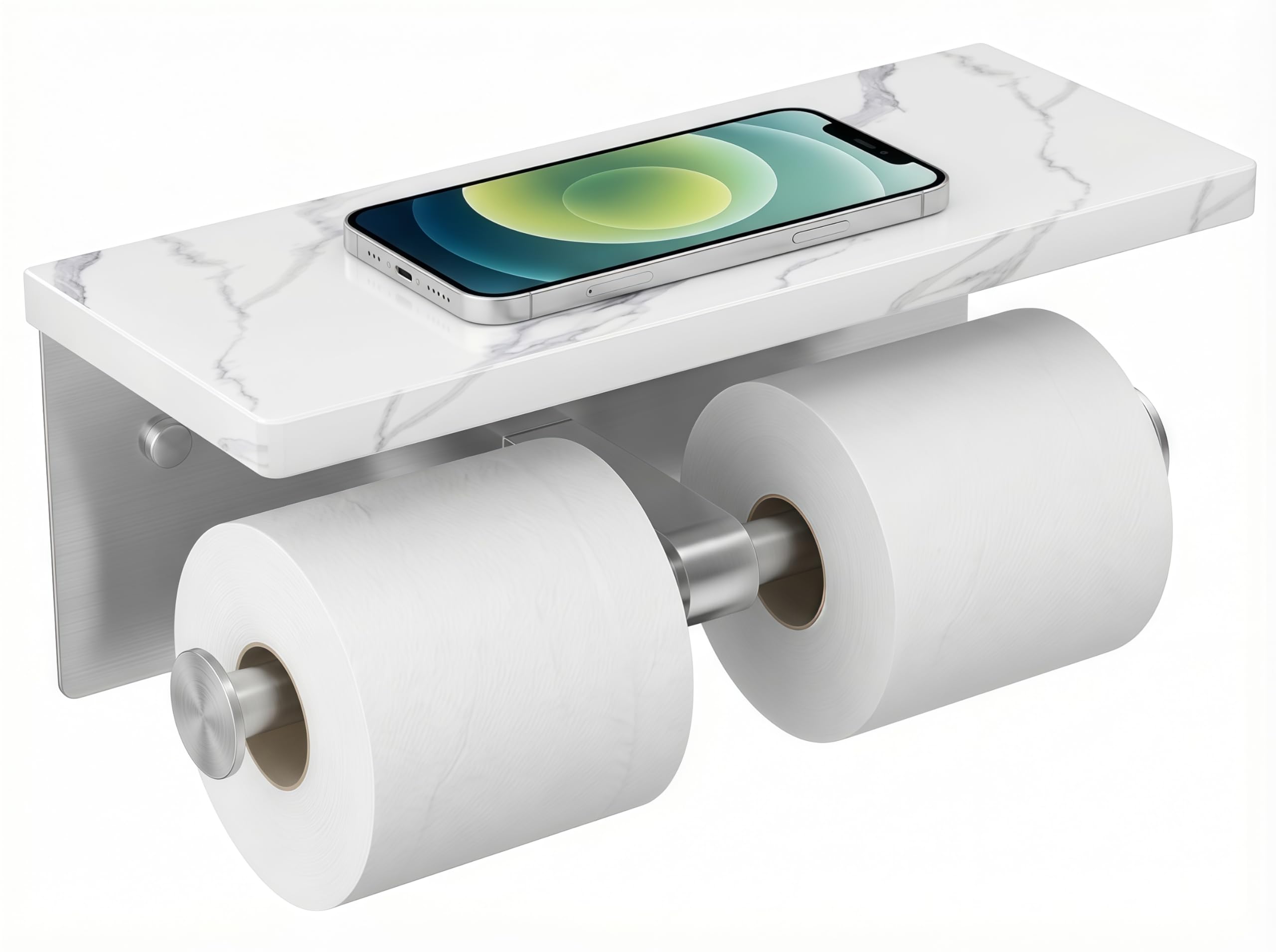 FORIOUS Toilet Paper Holder with Shelf, Natural Marble, Commercial — Amazon image 14