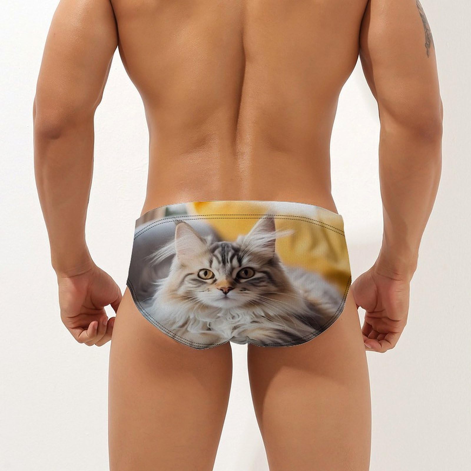 Siberian Forest Cat Mens Swim Briefs Quick Dry Swim Trunk Bikini Underwear Swimsuit S