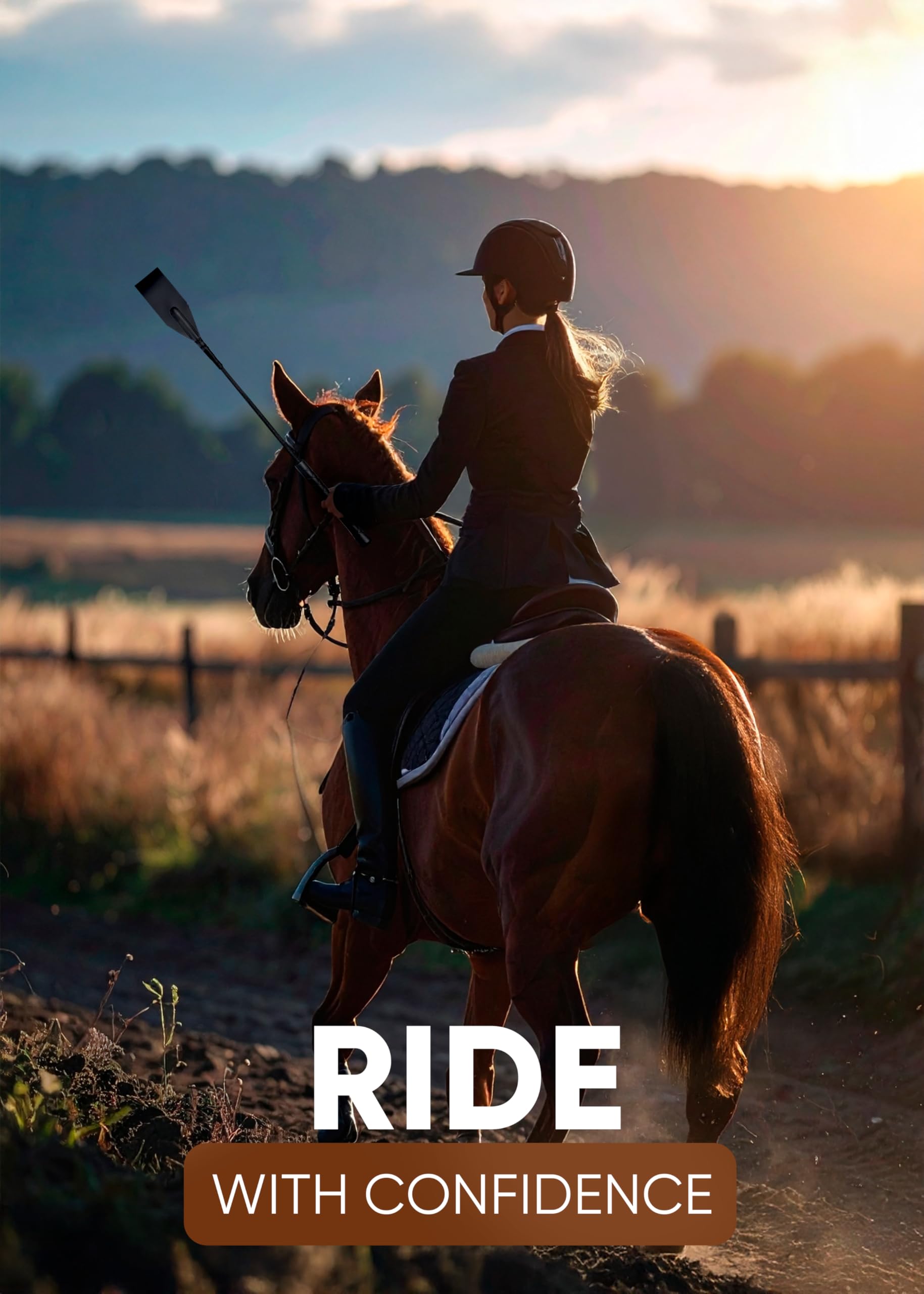 Ridin g Gerte für Pferde, 45,7 cm, Kunstlederpeitsche, 83,8 cm, Pferdegerte für Training, Reitset