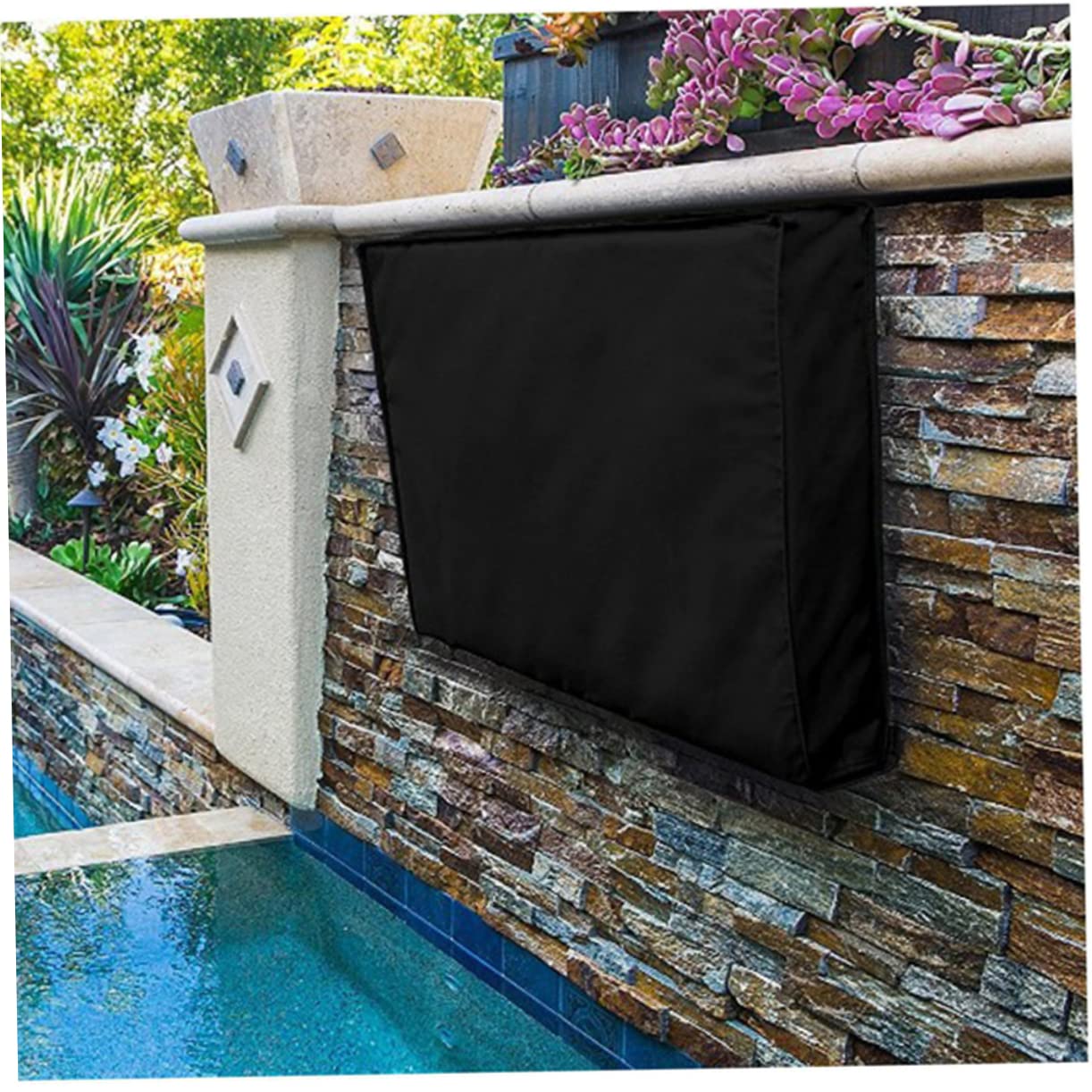 HOMSFOU Funda Tv Exterior Impermeable Resistente a La Intemperie Con PañO Microfibra Gratis Para Televisores Hasta 24 Pulgadas ProteccióN Contra Polvo Lluvia Y Suciedad