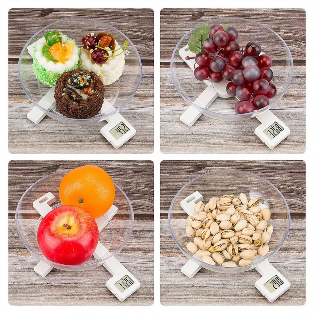 JFDBGU Folding Scale Accurate Digital Food Measuring Weight Tool With LCD Display Portable Gadget(White)