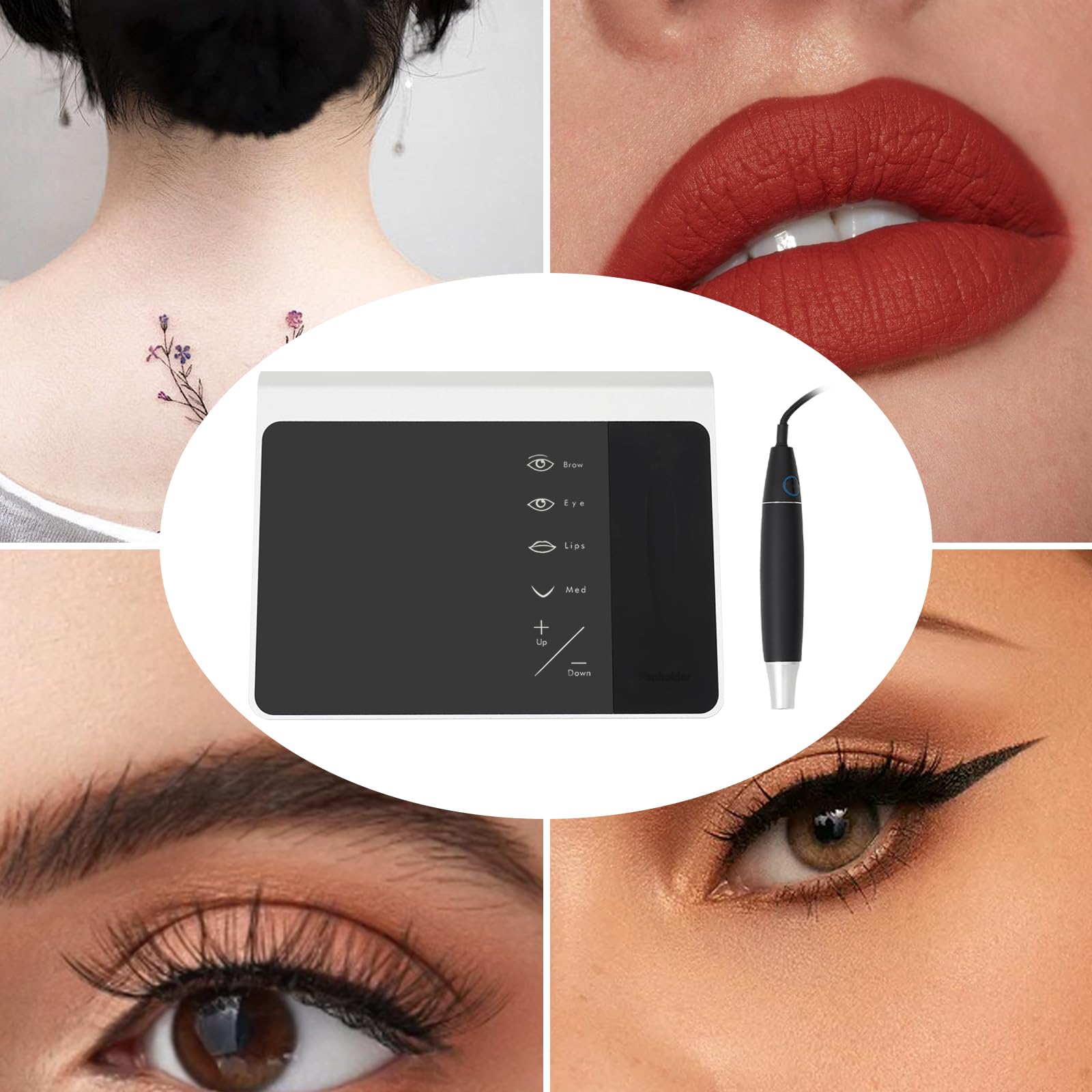 Augenbrauenmaschine, 10500RPM Kosmetische Maschine für Augenbrauen/Augen/Lippen, Permanent Make Up Tattoo Machine Mit Vier Modi, 10 Einstellbare Gänge, Tattoo-Maschine