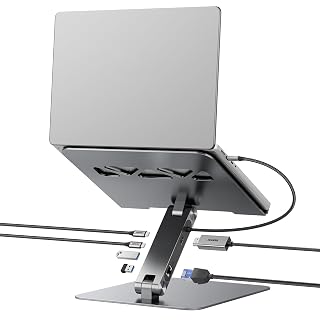 BENFEI Soporte para laptop con estación de acoplamiento USB C 6en1, HDMI 4K@60Hz, Ethernet Gigabit, entrega de alimentación de 100W, 1*USB C 3.2 de 10Gbps y 2*USB A 3.2 Compatible con MacBook Pro/Air - Amazon product rated Grade A