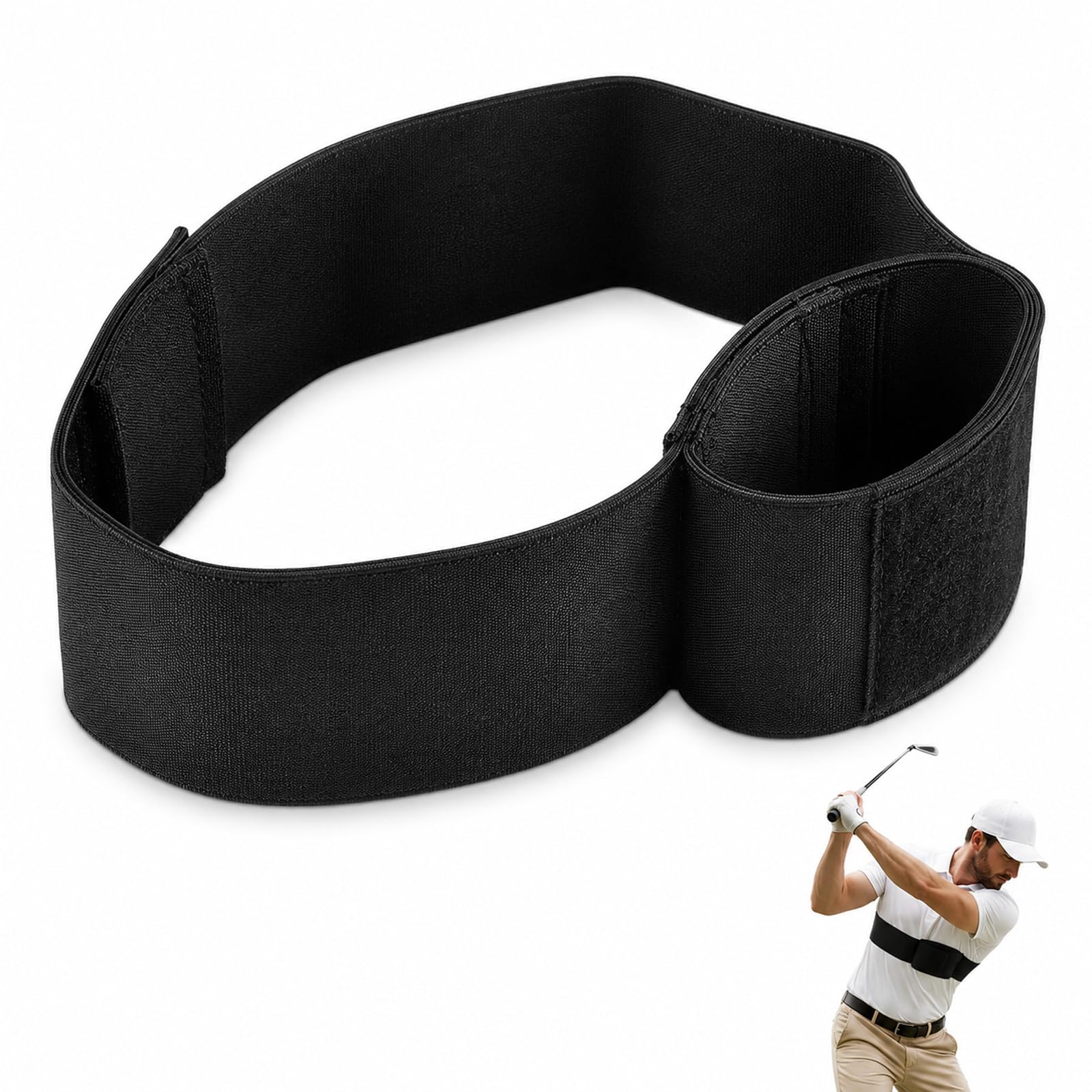 Trs Slider Golf Aid, Swing Correction Training Equipment, Adjustable Arm Strap for Golf Swing Practice, Professional Motion Correction Accessory for Adult Golfers, Black Adhesive Fabric Construction