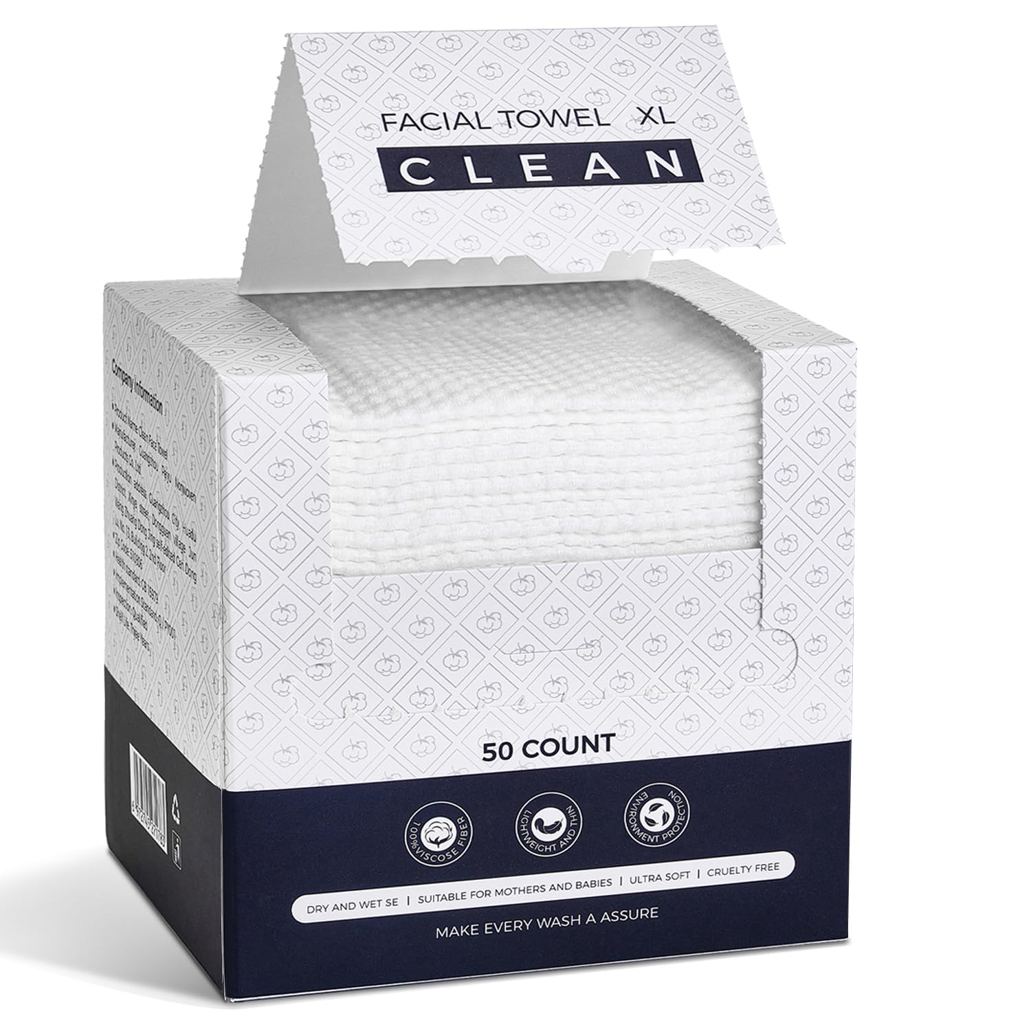 Toallas faciales desechables, toallitas secas grandes biodegradables de viscosa, toallas de limpieza facial súper suaves y gruesas, pañuelos faciales diarios para pieles sensibles, eliminación de