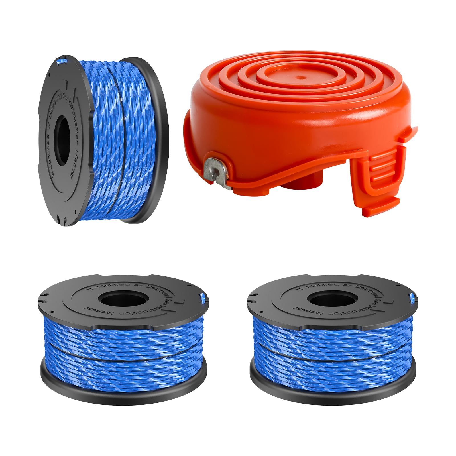String Trimmer Spool Line for Black and Decker A6441 with A6442-XJ Caps, Compatible with GL315, GL337, GL350, GL650, GL651
