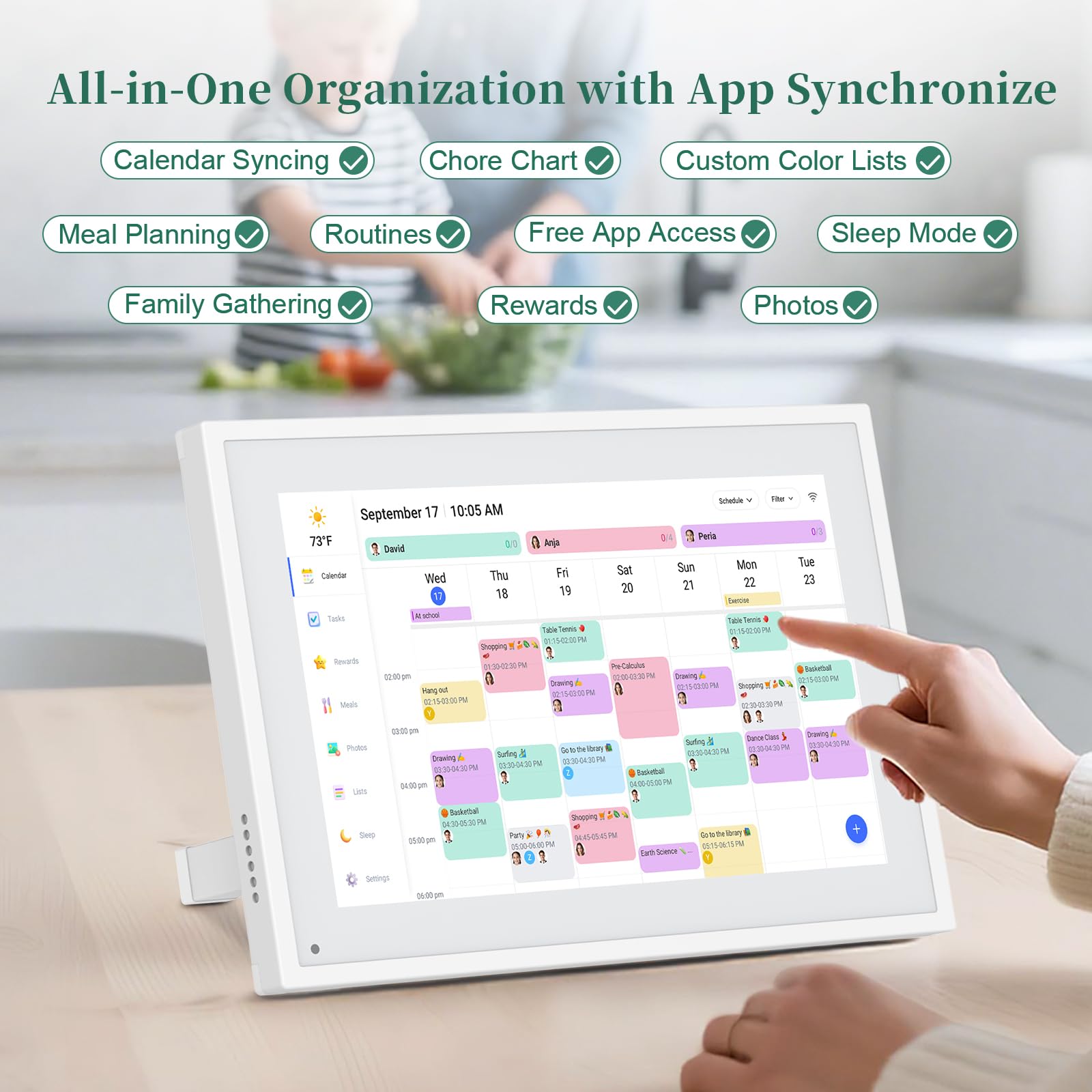 Smart Digital Calendar 10 1 HD Smart Touch Screen Home Interactive Electron Calender WiFi Planner Meal Schedule Duty — view 2