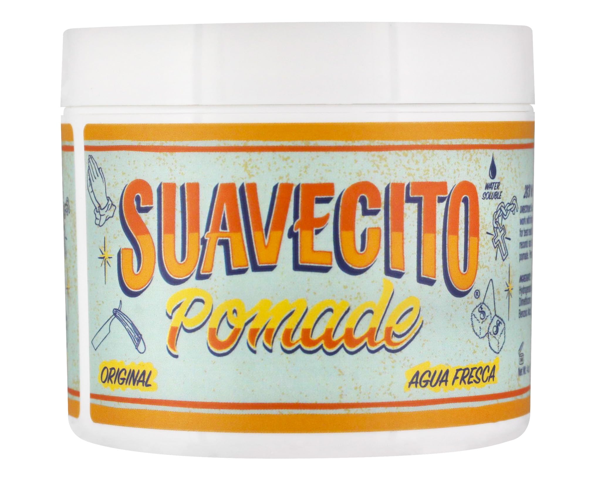 SuavecitoAgua Fresca Original Hold Pomade 4 oz, Spring Edition 1 Pack - Medium Shine Water Based Wax Like Flake Free Hair Gel - Easy To Wash Out - All Day Hold For All Hairstyles