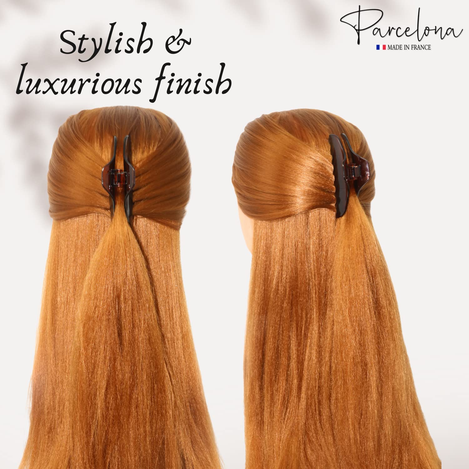 Parcelona French Skinny Boss Medium 3 1/2" Tortoise Shell Celluloid Acetate Claw with Tight Spring Jaw Hair Claw Clips for Fine Hair, Made in France - Image 6