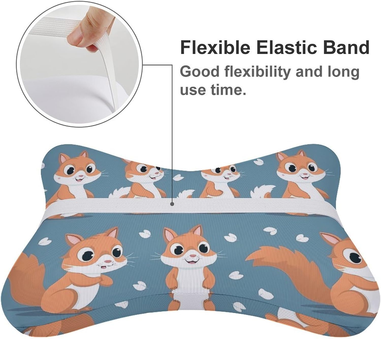 Cute Squirrel 2 Pack Car Neck Pillow Car Headrest Soft Car Pillow for Most Cars