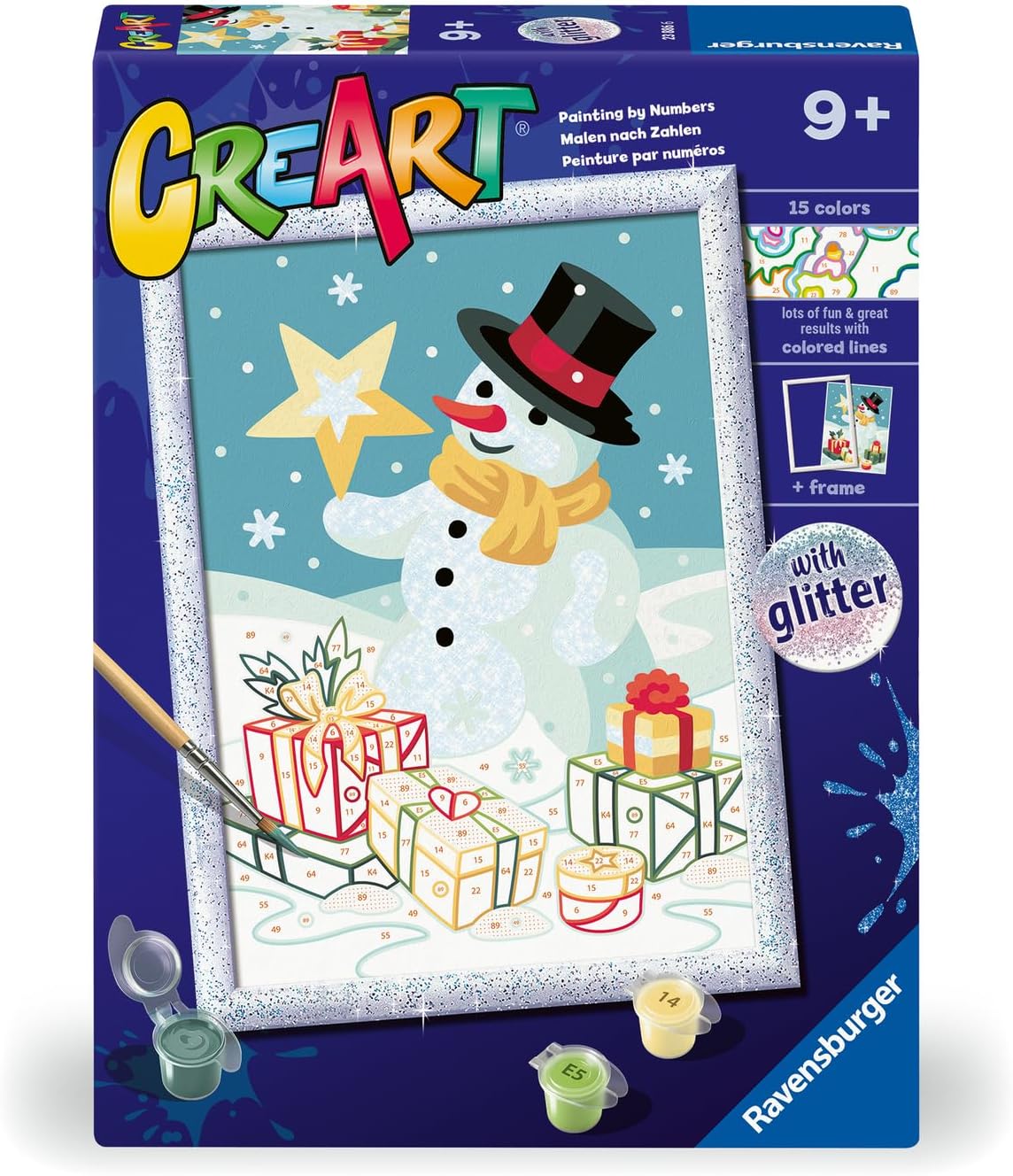 Ravensburger CreArt Snowman Paint by Numbers Kit for Kids - 20266 - Painting Arts and Crafts for Ages 9 and Up