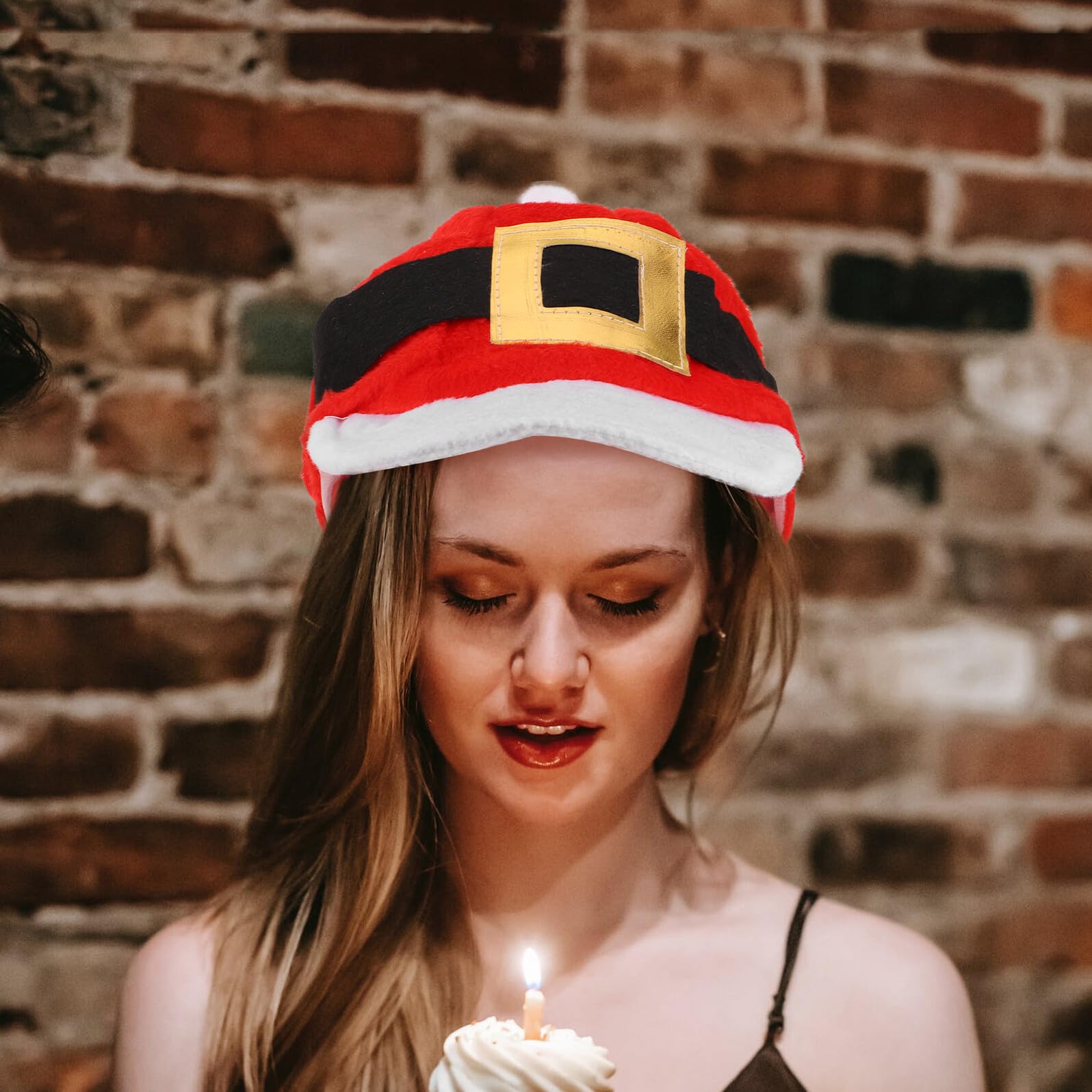 Sombrero de Fiesta Navidad con Cinturón Gorro Chef Catering Unisex Color Vibrante y Duradero Talla Única para Banquetes y Festivales