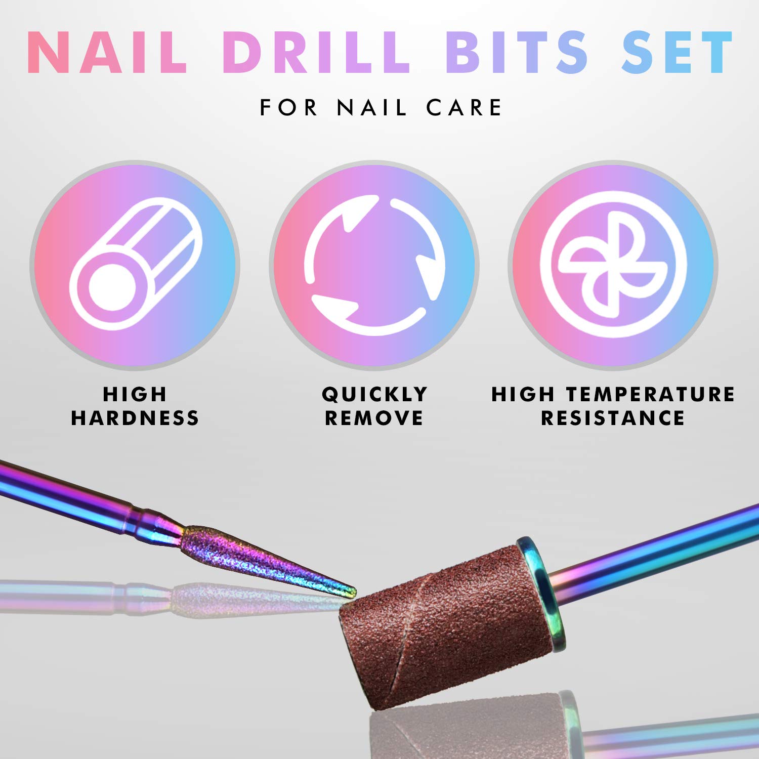 Nail Drill Bits Set - ECBASKET Diamond Nail Drill Bits 6Pcs 3/32 inch Mandrel Nail Drill Bits Set for Acrylic Nails Cuticle Gel Nails Removal Professional Manicure Pedicure Tools